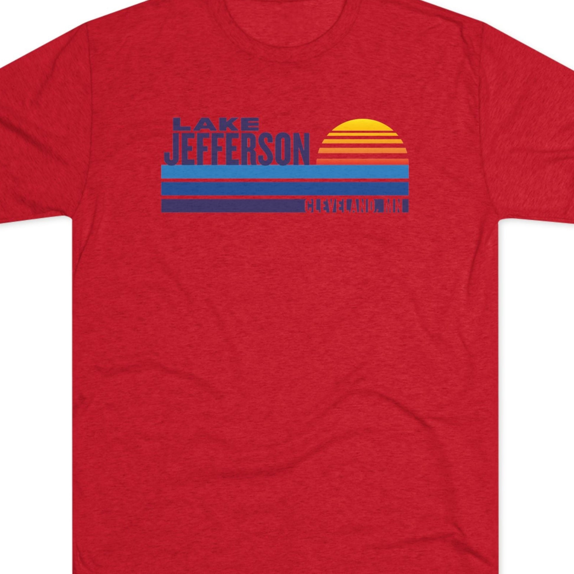 Red t-shirt with 'Lake Jefferson' graphic design