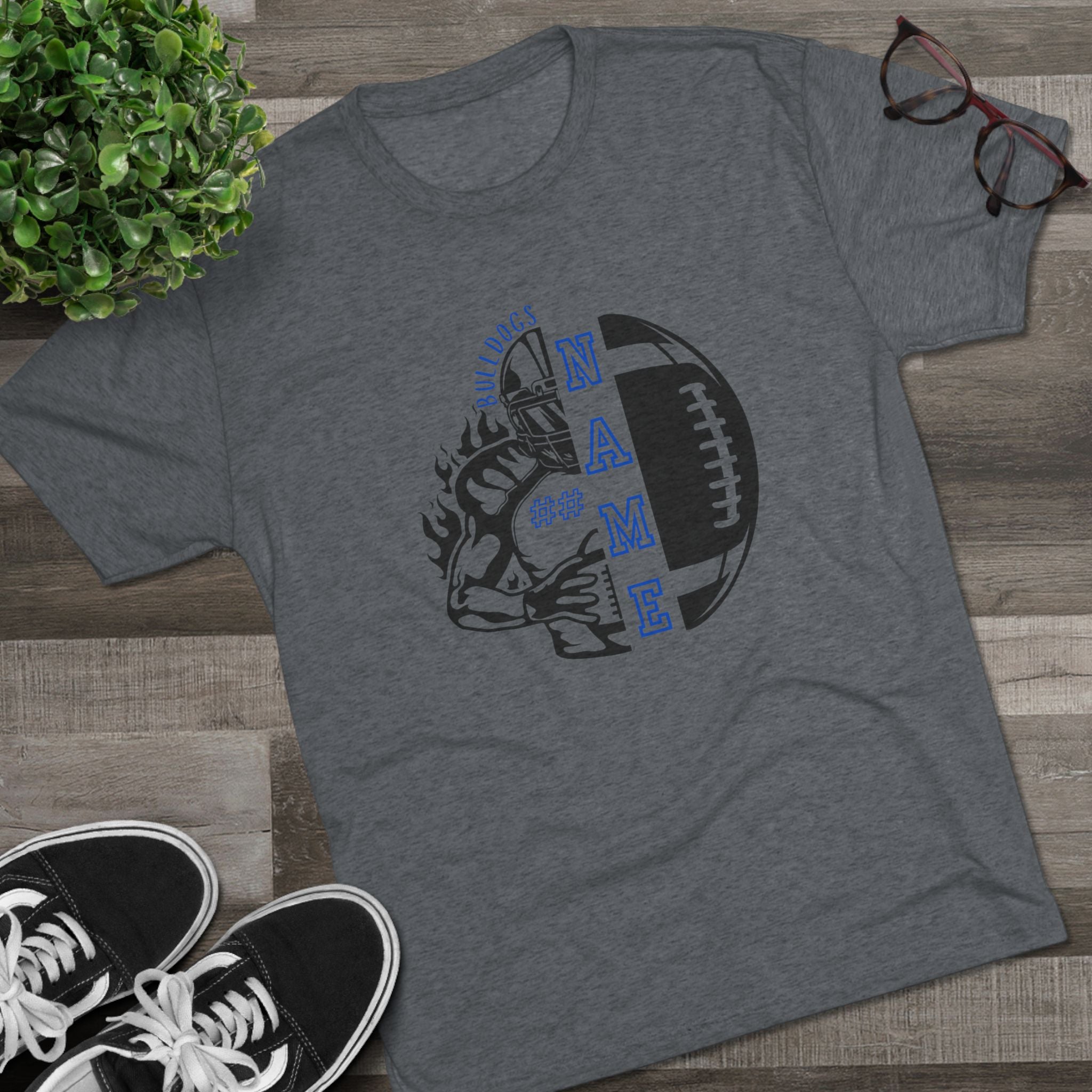 Personalized Bulldogs Football Themed Unisex Tee