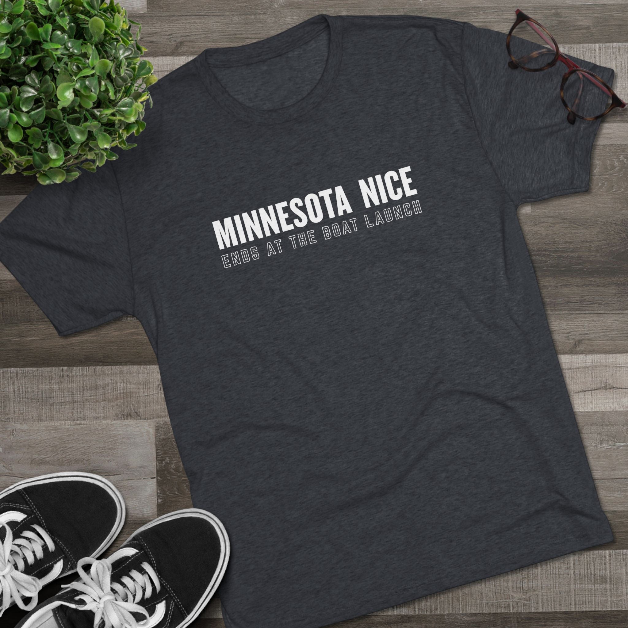 Minnesota Nice Boat Launch T‑Shirt — 'Minnesota Nice Ends at the Boat Launch' Crew Tee