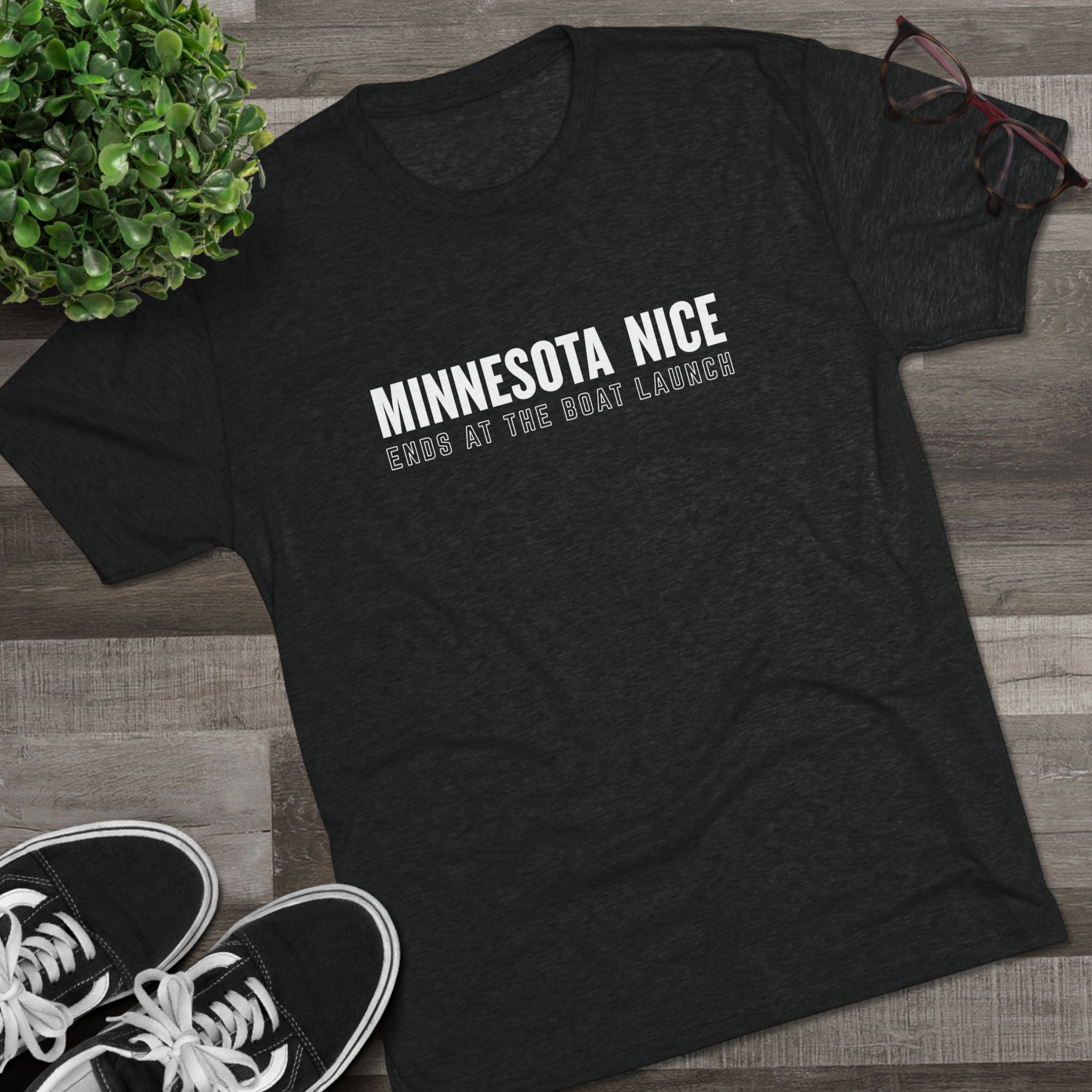 Minnesota Nice Boat Launch T‑Shirt — 'Minnesota Nice Ends at the Boat Launch' Crew Tee
