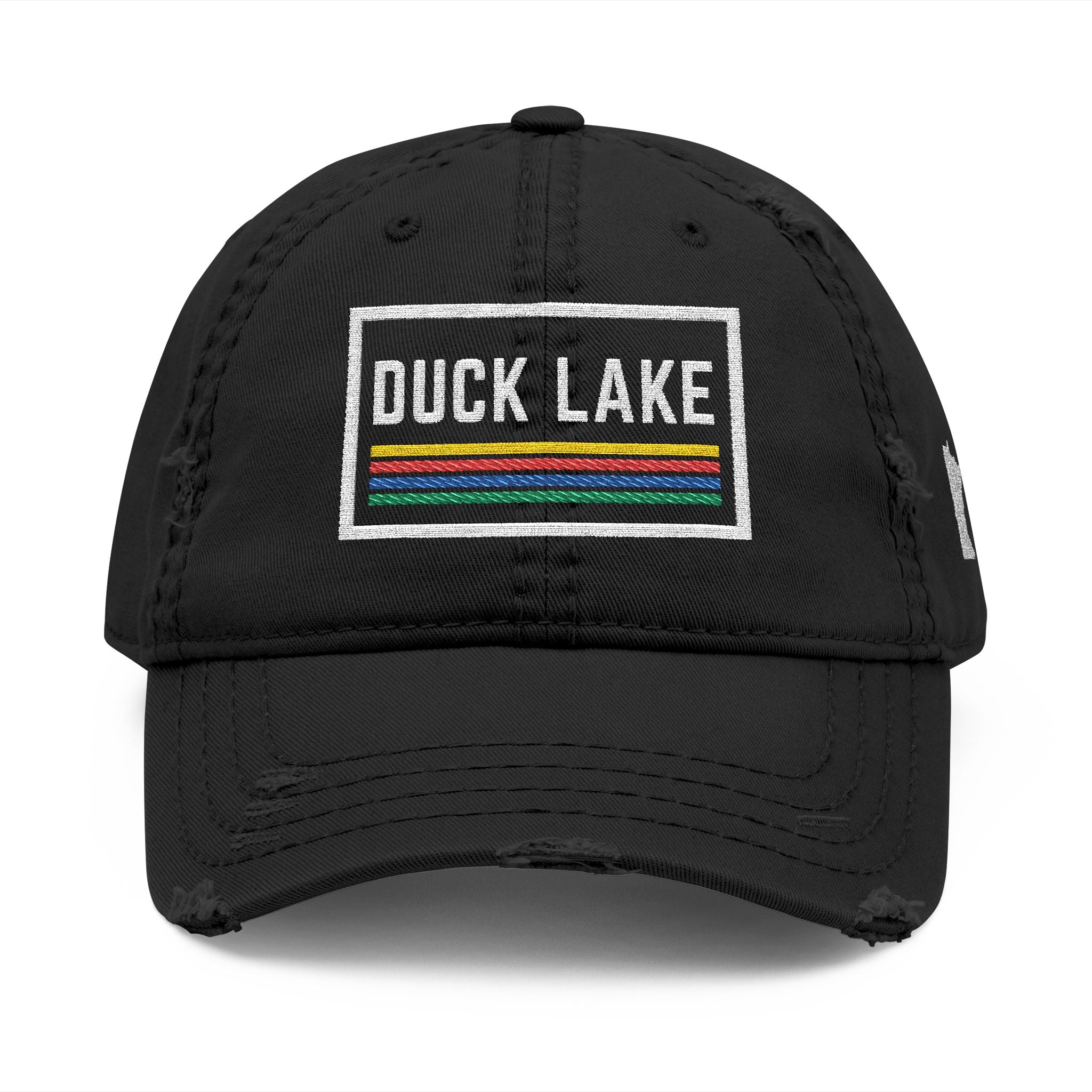 Duck Lake Embroidered Distressed Dad Hat