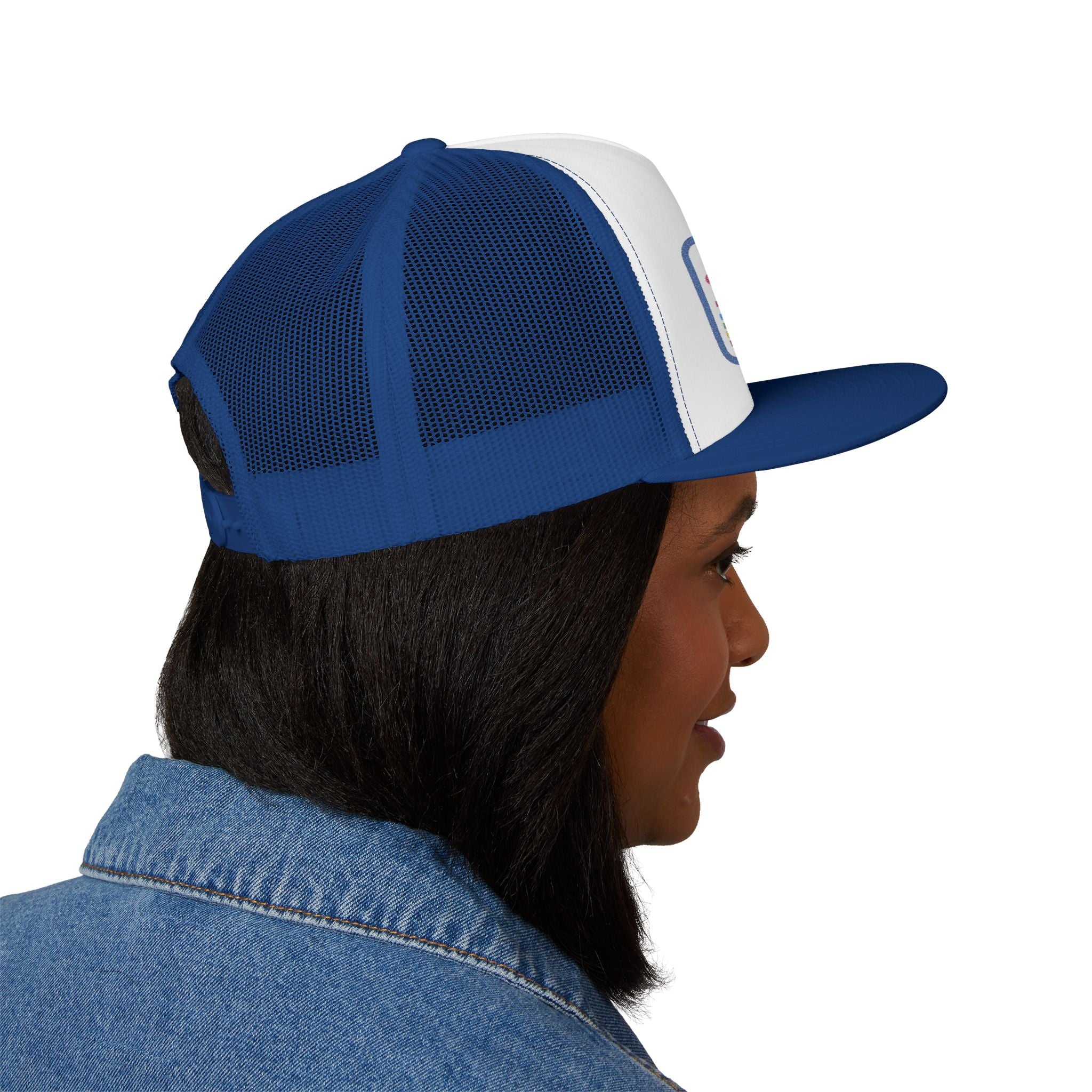 Lake Jefferson Vintage 5 Panel Trucker Cap (pink font)