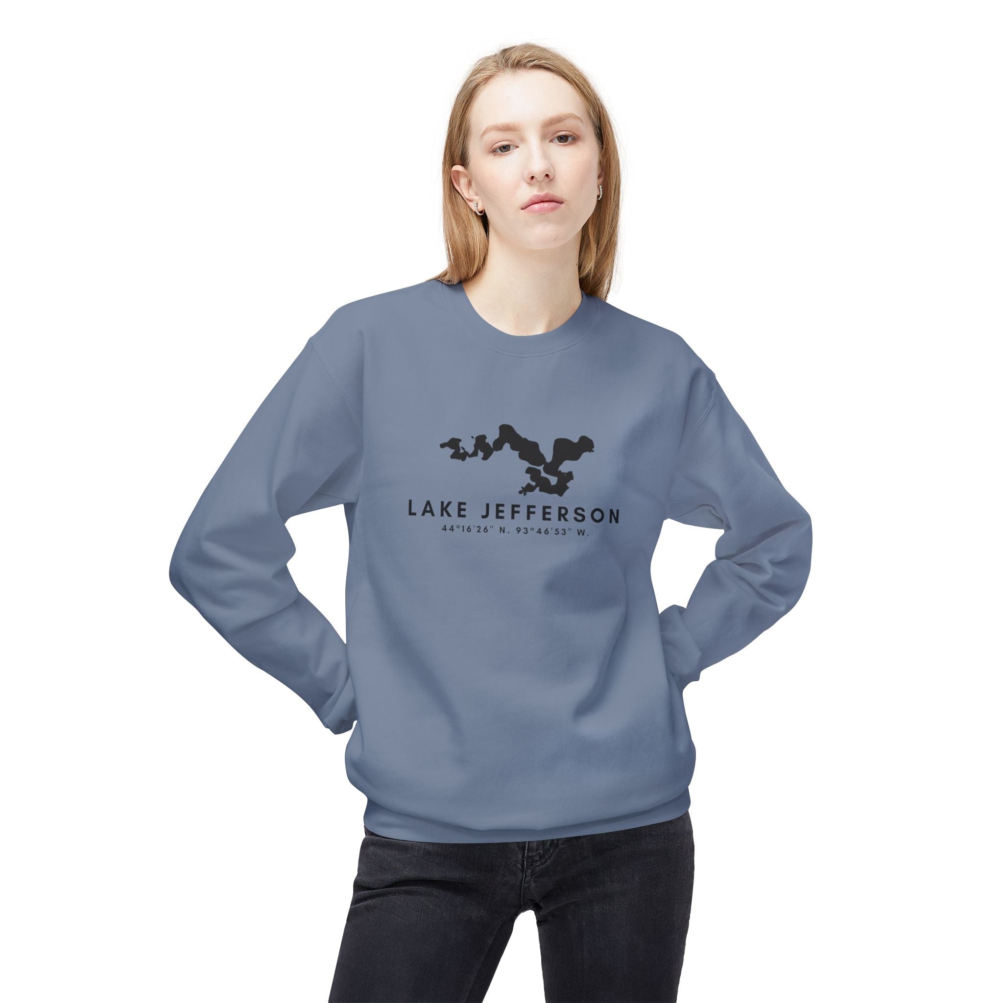 Lake Jefferson Map Crewneck Sweatshirt — Lake Outline Pullover