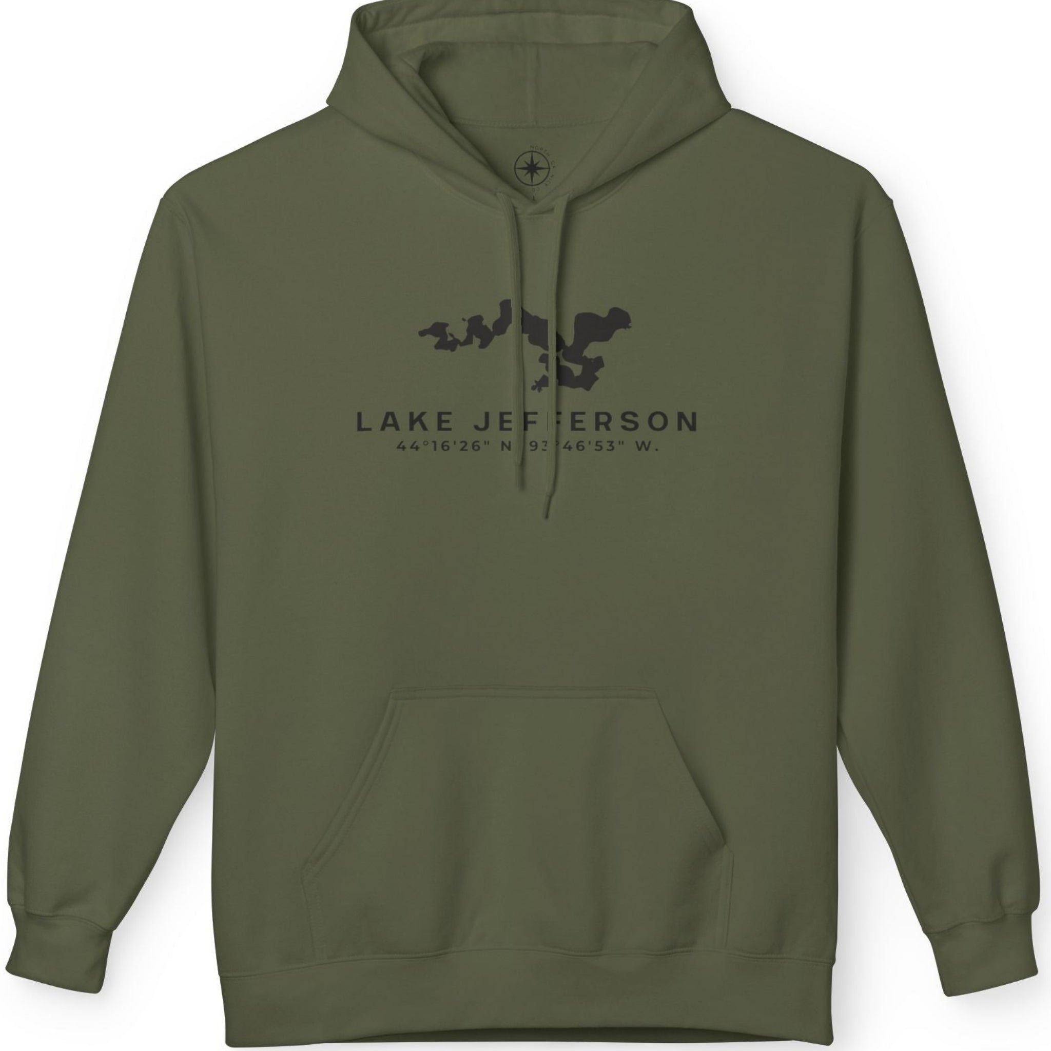 Lake Jefferson Map Hoodie Sweatshirt — Lake Outline Pullover