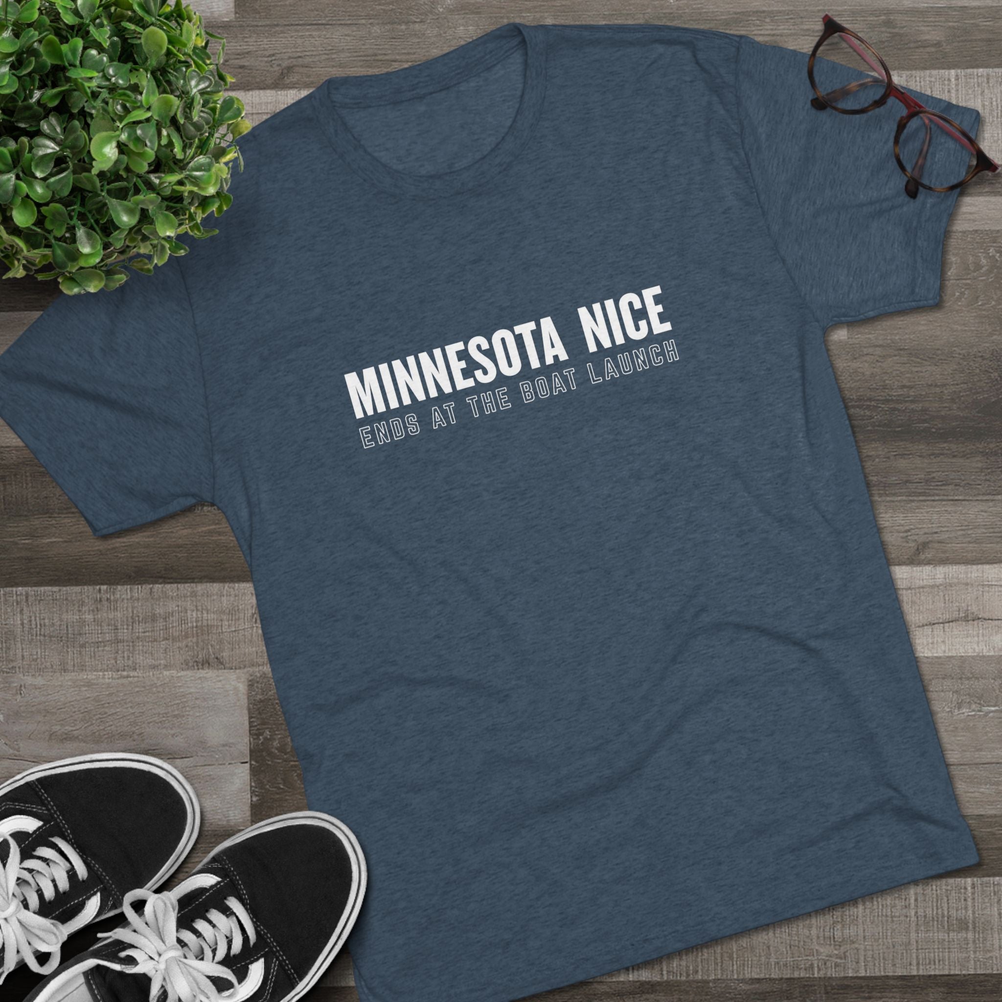 Minnesota Nice Boat Launch T‑Shirt — 'Minnesota Nice Ends at the Boat Launch' Crew Tee