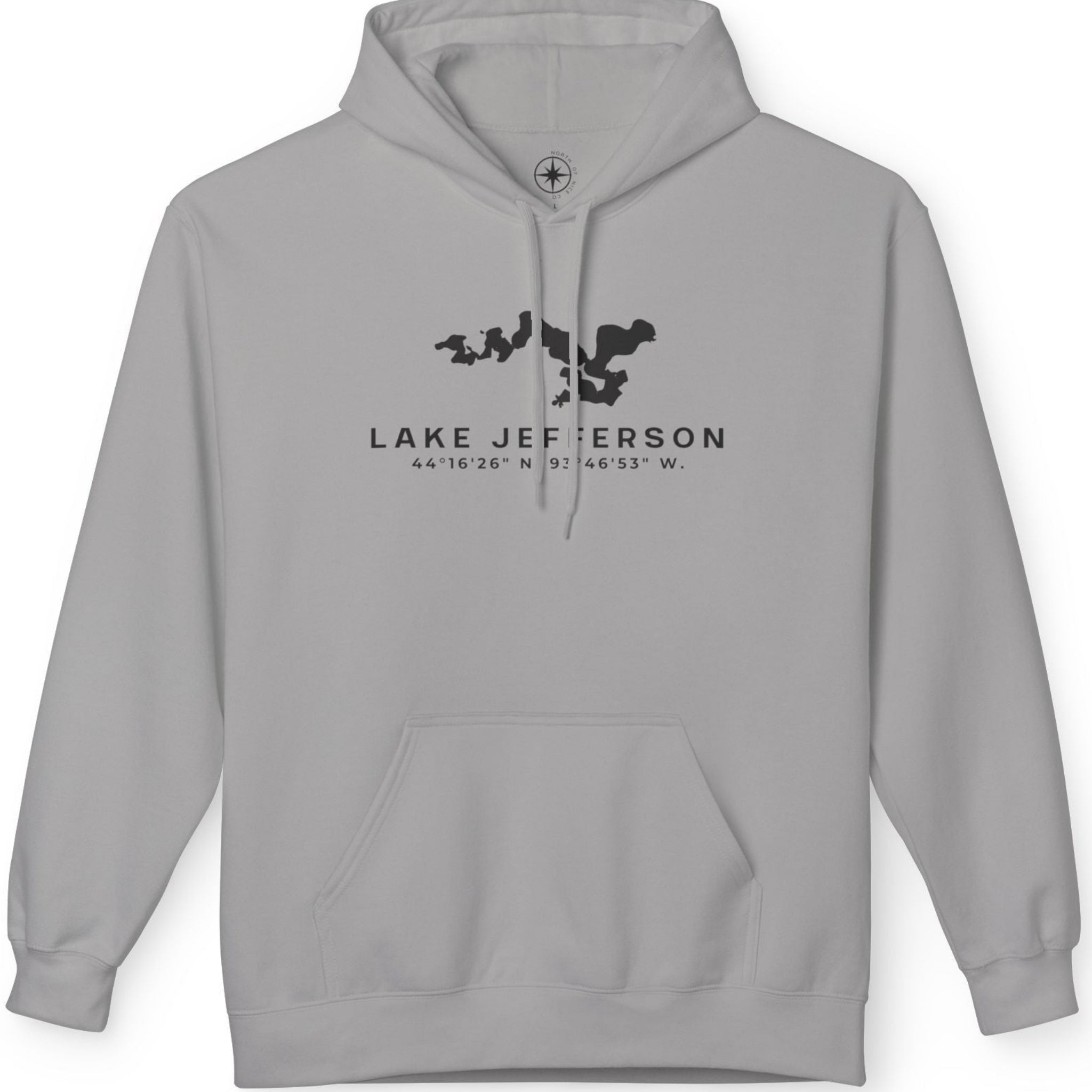 Lake Jefferson Map Hoodie Sweatshirt — Lake Outline Pullover