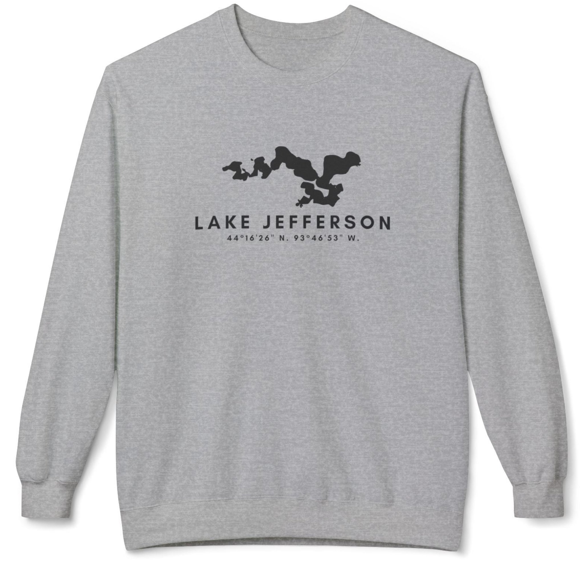 Gray sweatshirt with 'Lake Jefferson' design 
