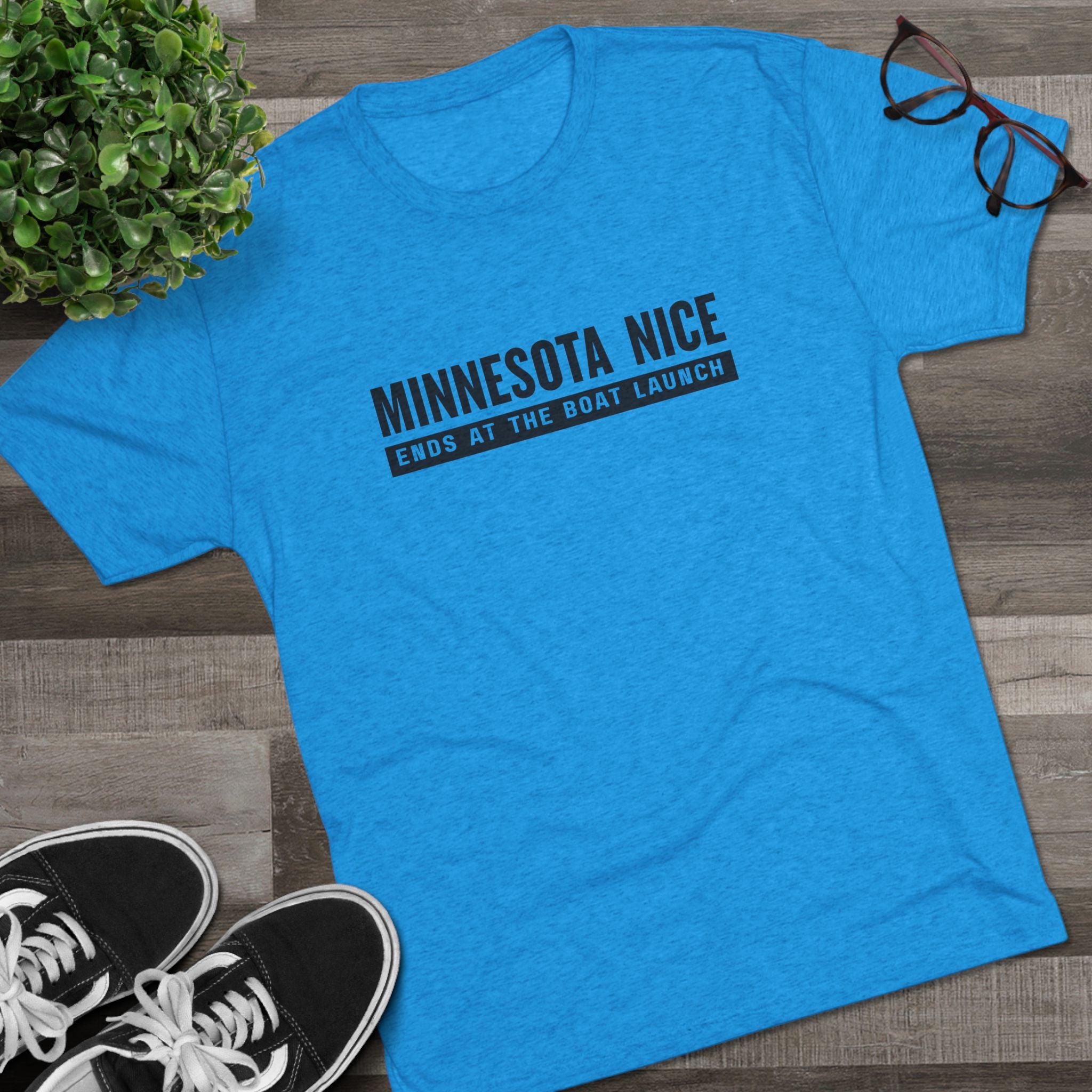 Minnesota Nice Boat Launch T‑Shirt — 'Minnesota Nice Ends at the Boat Launch' Crew Tee