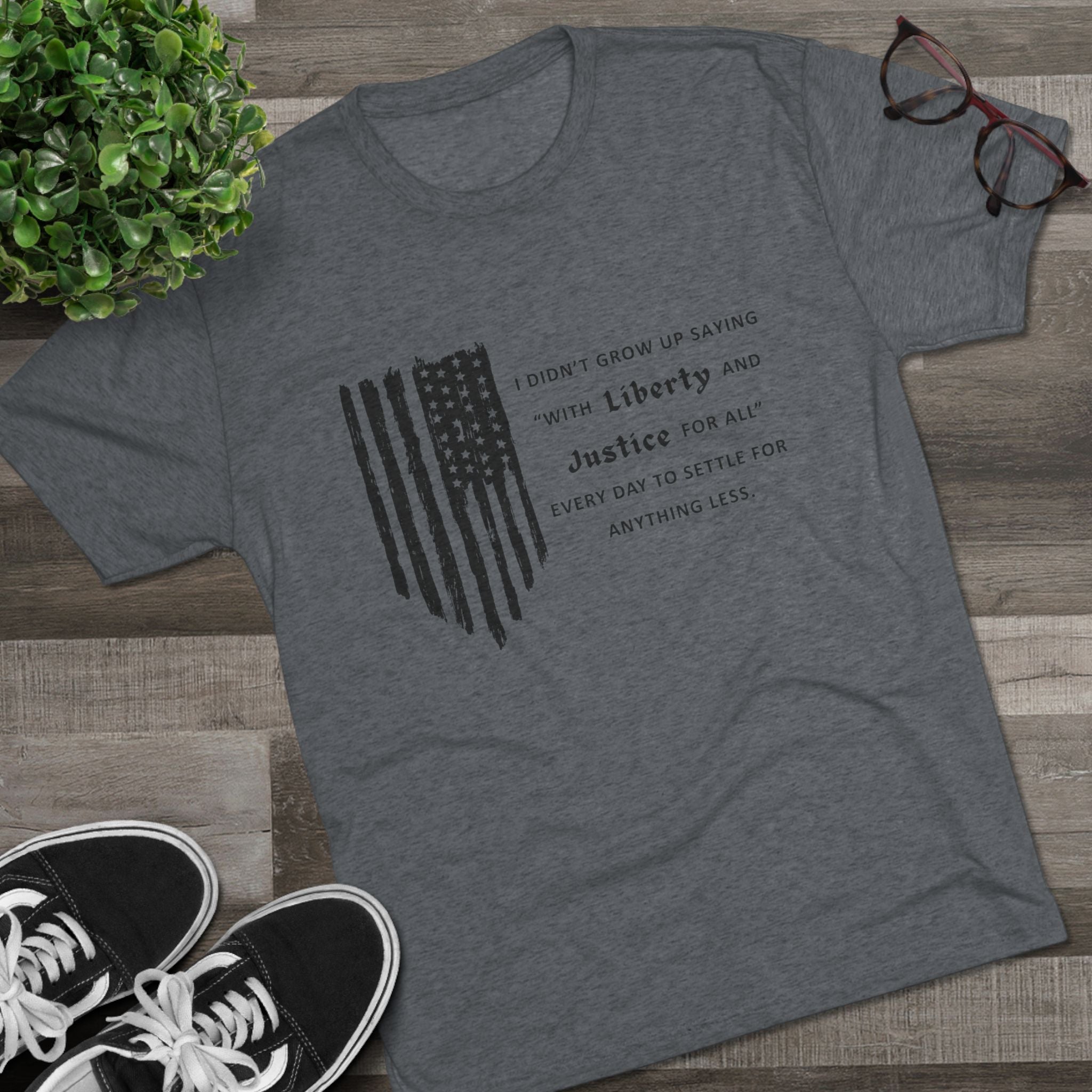 Patriotic Unisex Crew Tee with Liberty & Justice Quote