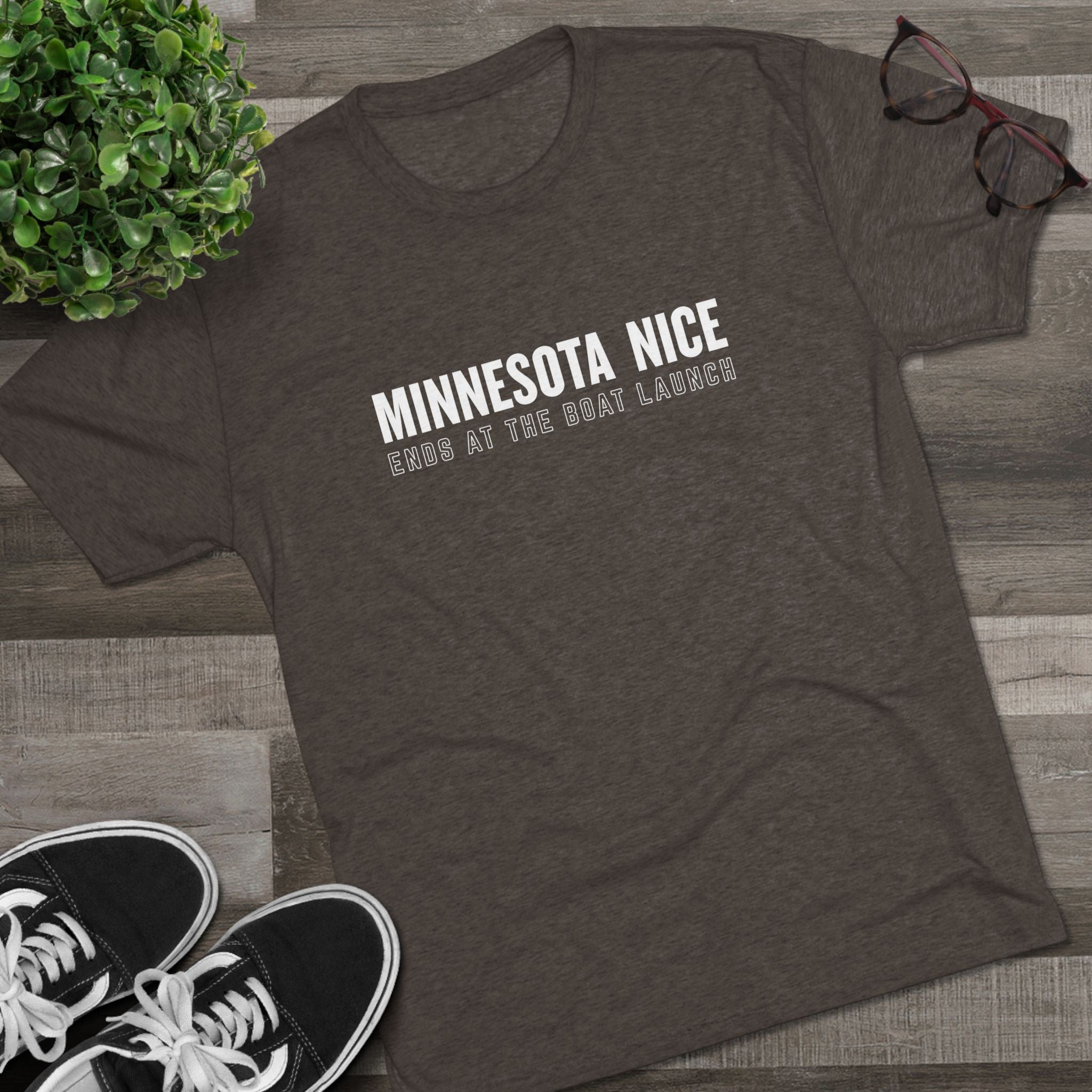 Minnesota Nice Boat Launch T‑Shirt — 'Minnesota Nice Ends at the Boat Launch' Crew Tee