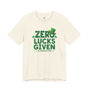 Funny St Patrick's Day Tee, Zero Fucks Given, Unisex T-Shirt, Irish Clover Shirt, Drinking Humor Top, Holiday Graphic Tee