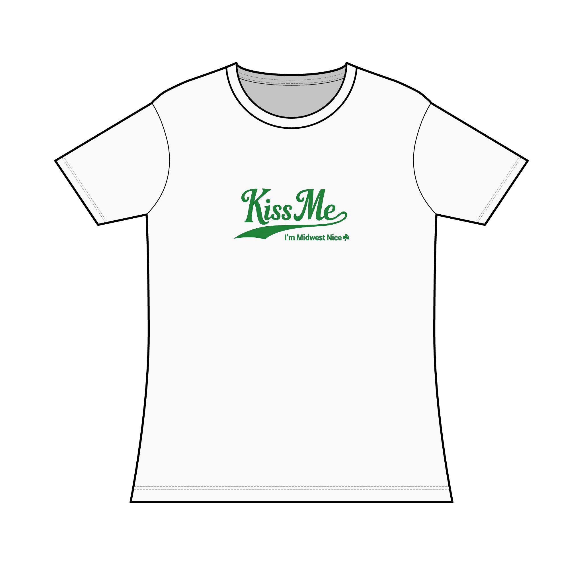 Kiss Me I'm Midwest Nice Woman's Tee St. Patrick's Day