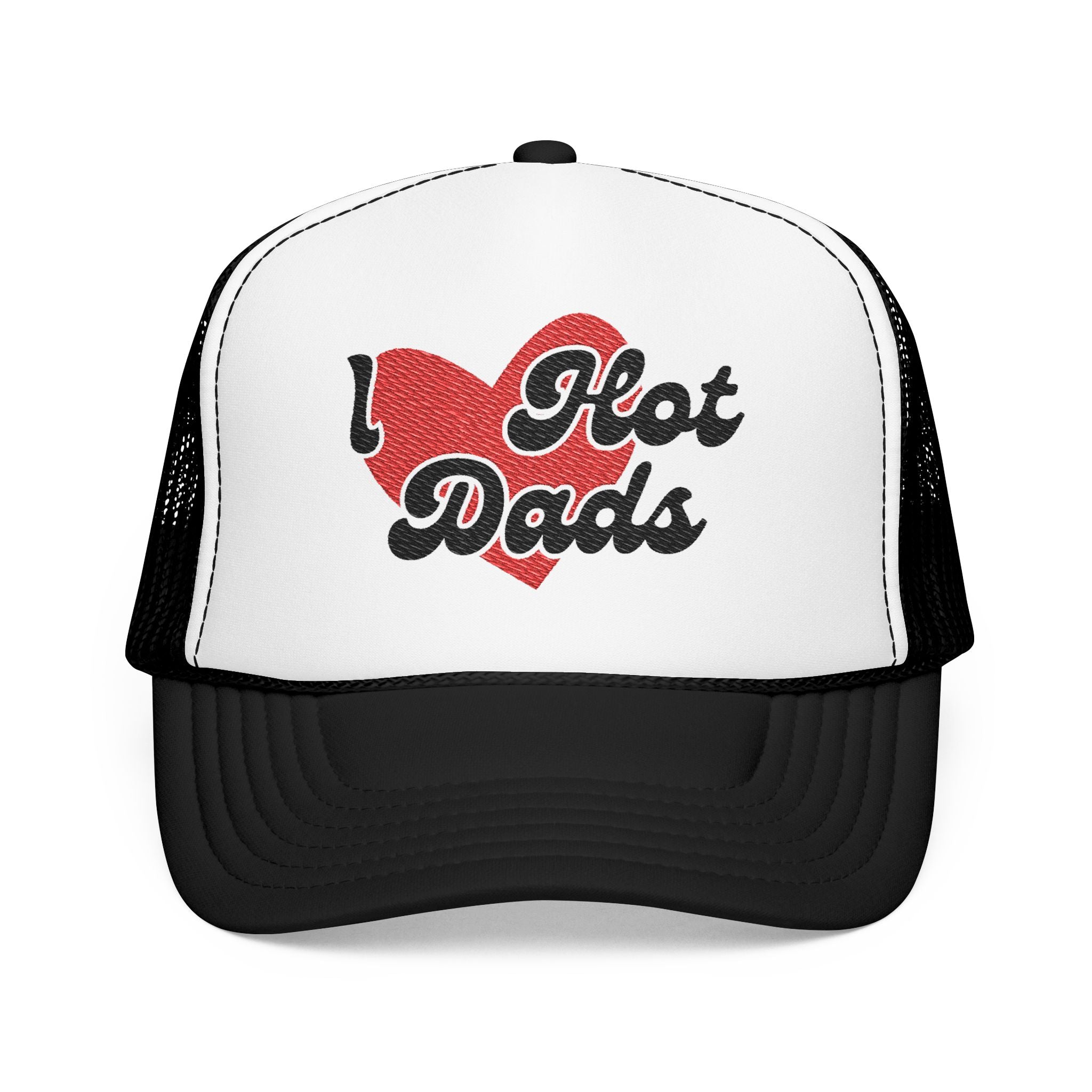 Embroidered I Heart Hot Dads Trucker Hat