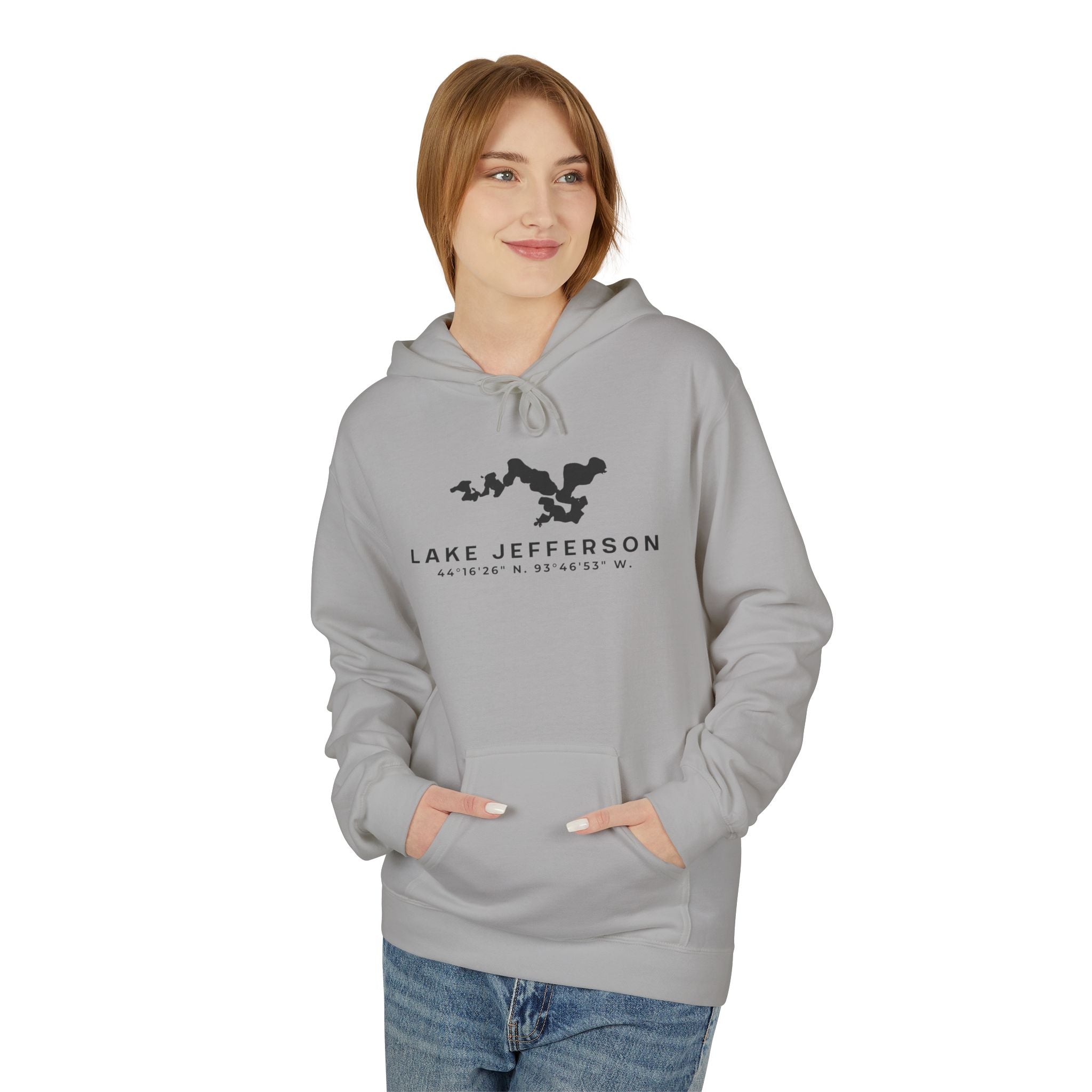 Lake Jefferson Map Hoodie Sweatshirt — Lake Outline Pullover