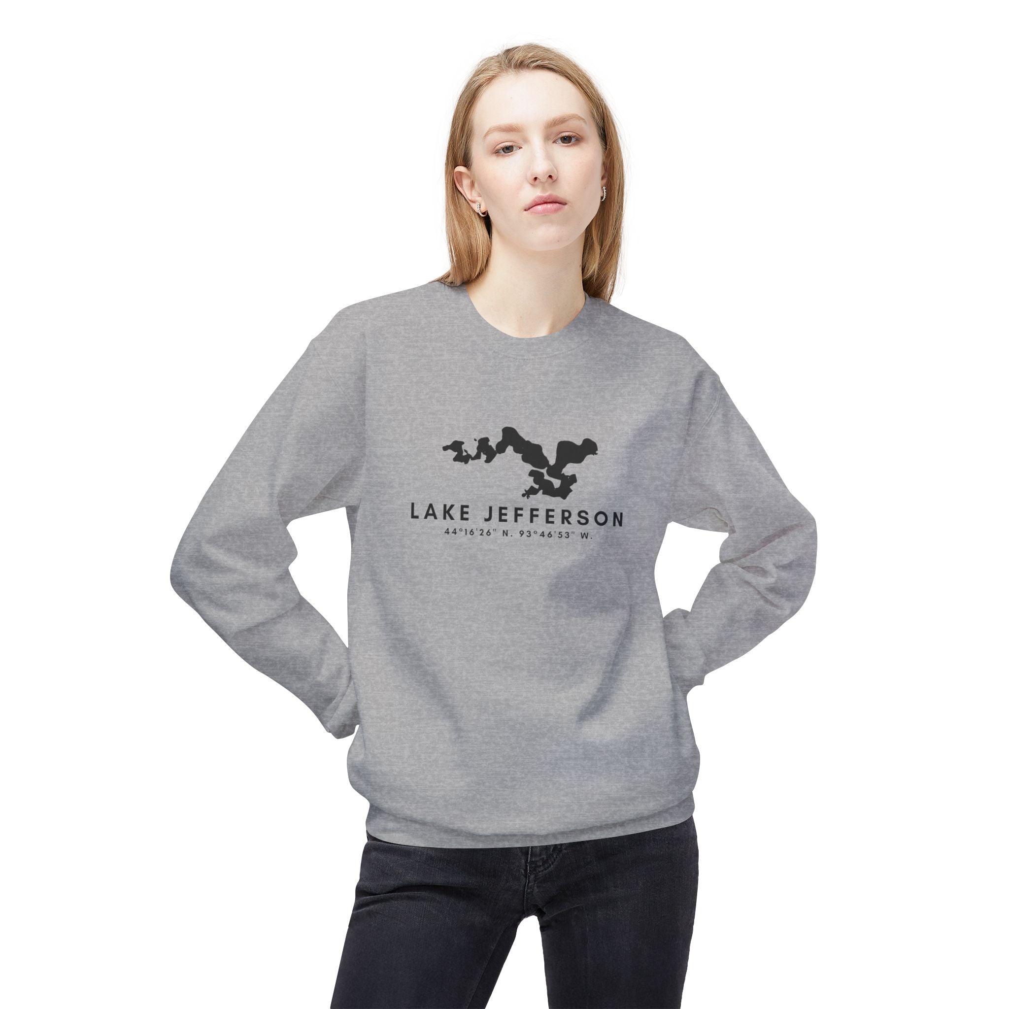 Lake Jefferson Map Crewneck Sweatshirt — Lake Outline Pullover