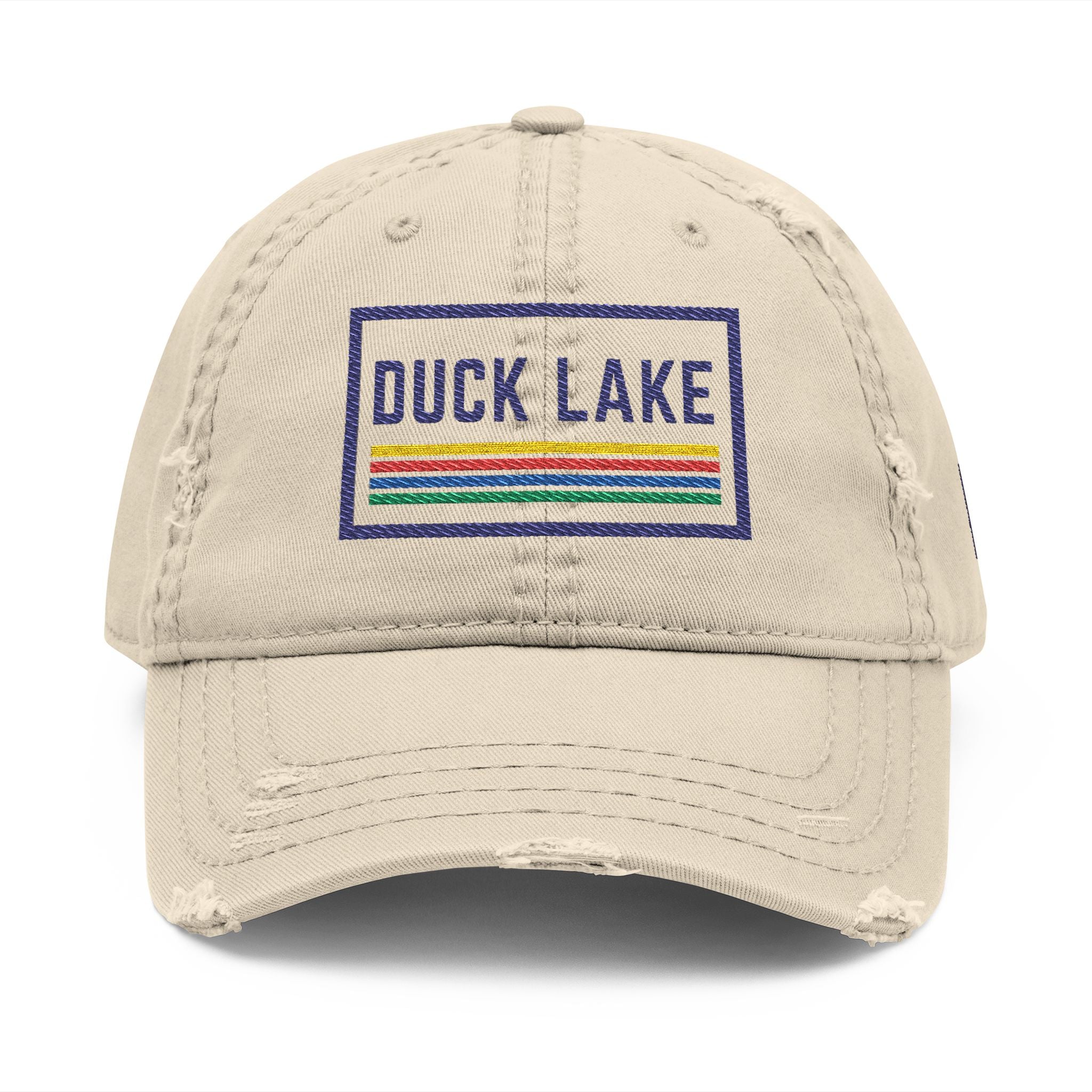 Duck Lake Embroidered Distressed Dad Hat