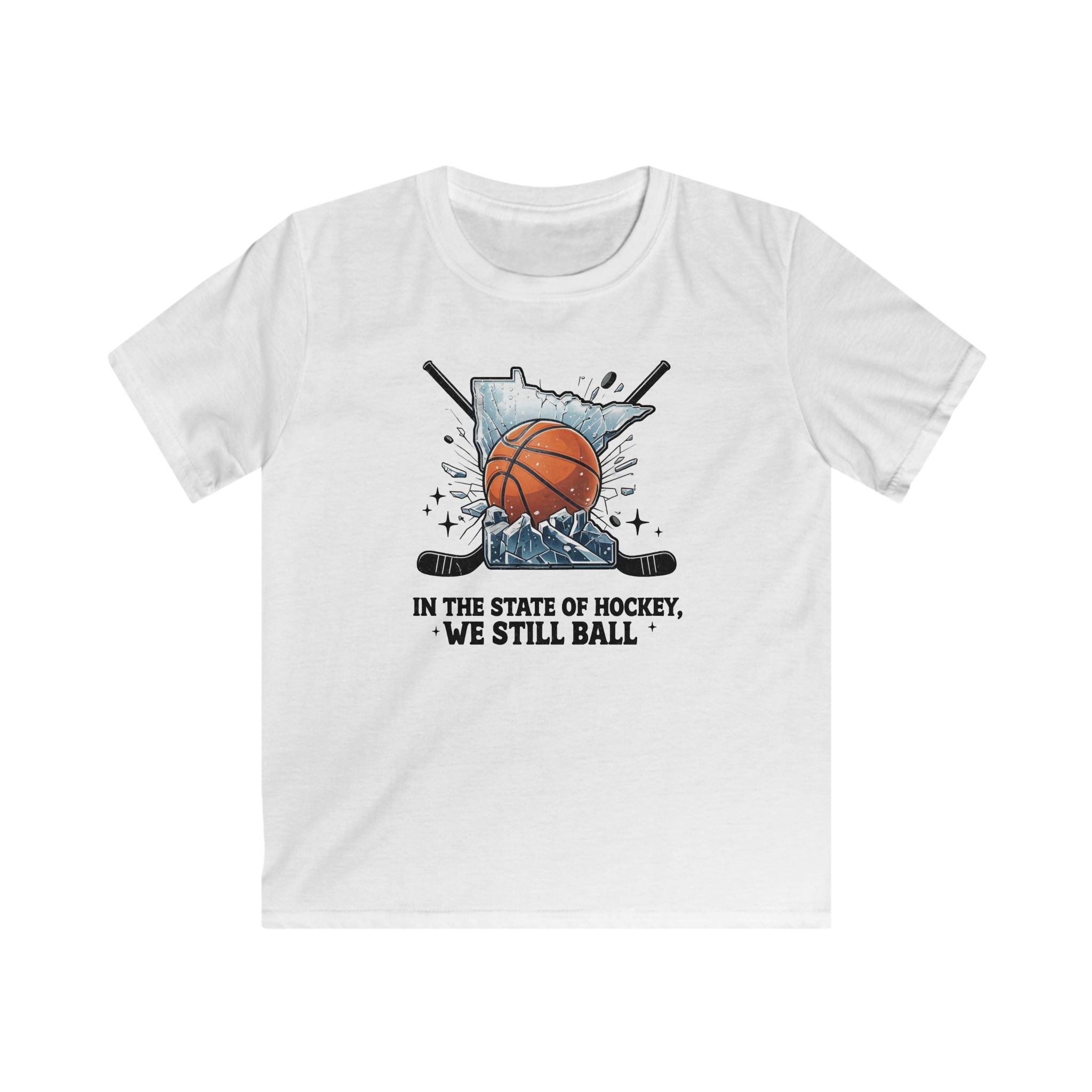 Minnesota Kids Basketball Shirt - State of Hockey We Still Ball - Youth Timberwolves T-Shirt