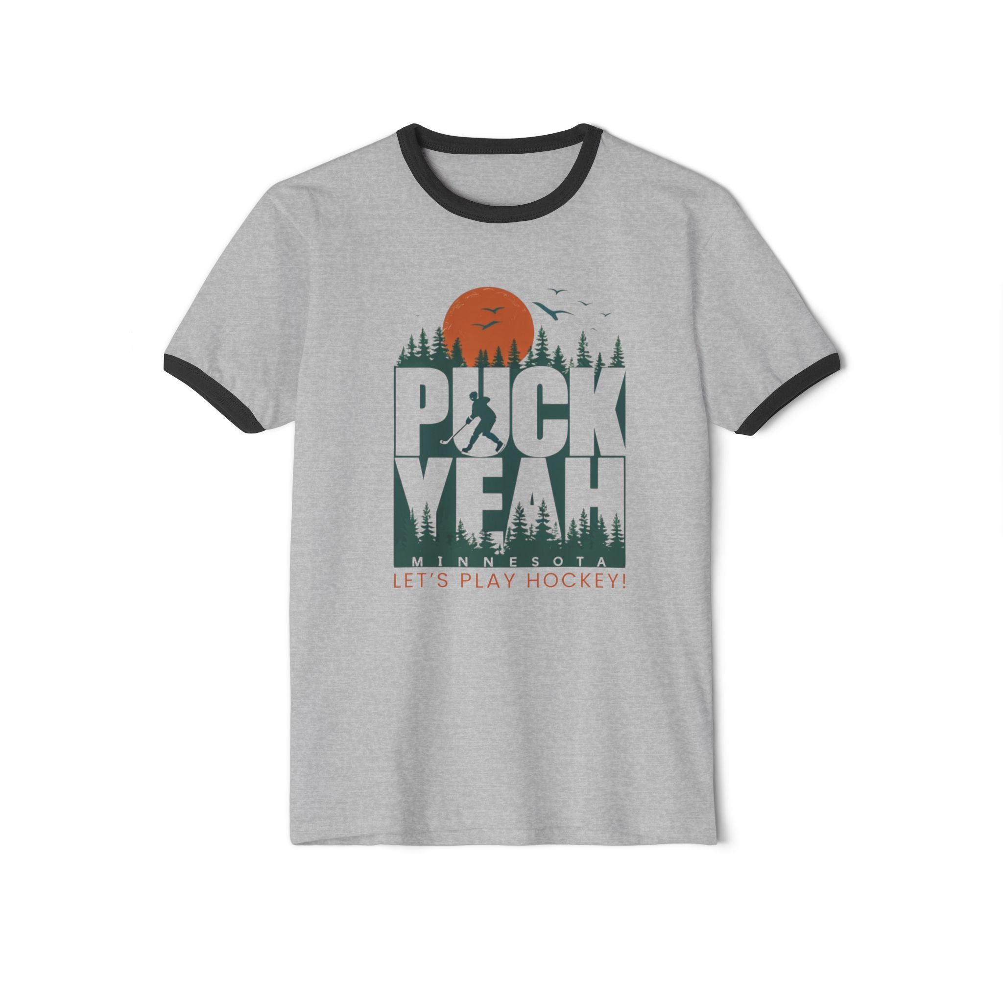 Puck Yeah! Let's Play Hockey Ringer T-Shirt