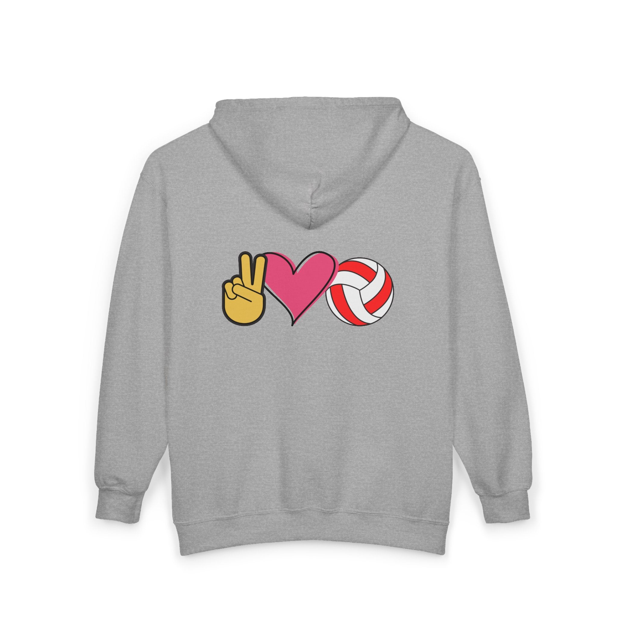 Full Zip Hoodie - Peace, Love and Volleyball