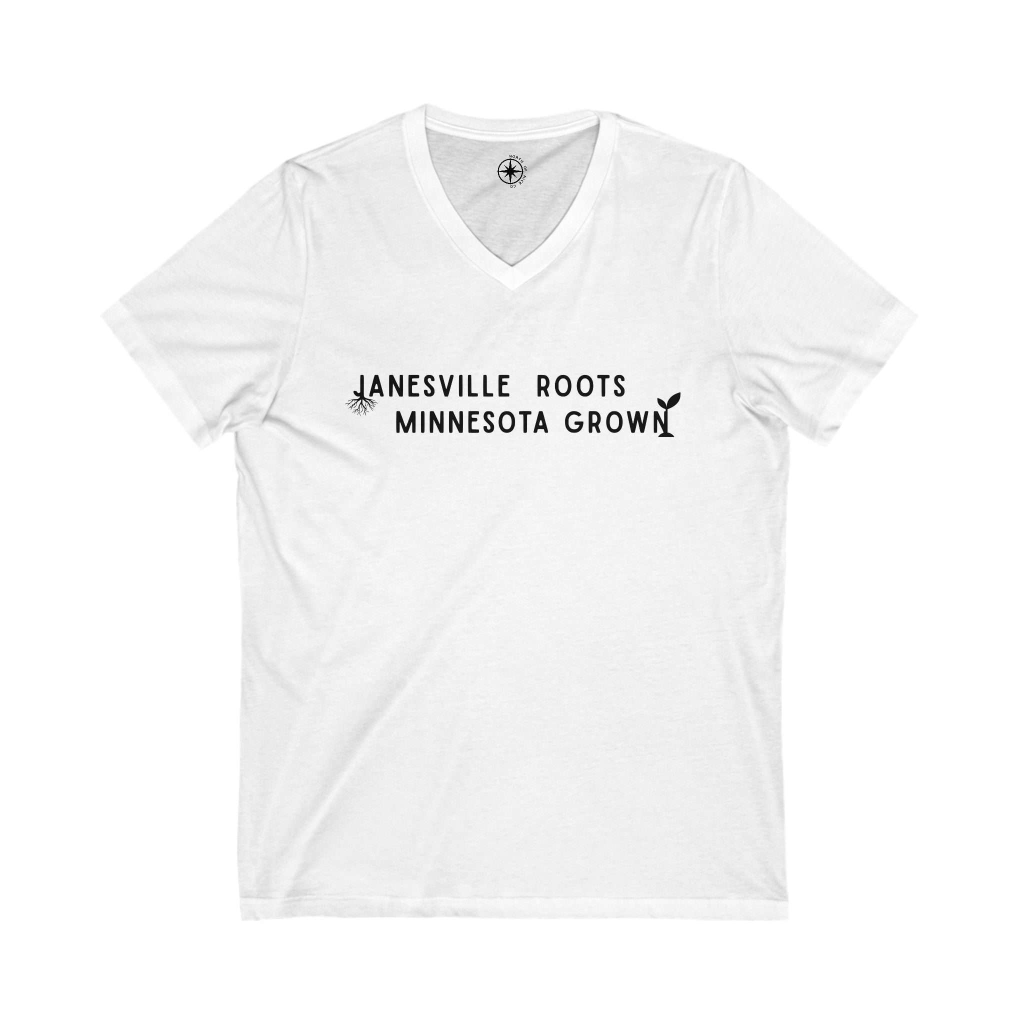 Janesville Roots V-Neck Tee | Minnesota Grown Shirt for Proud Locals