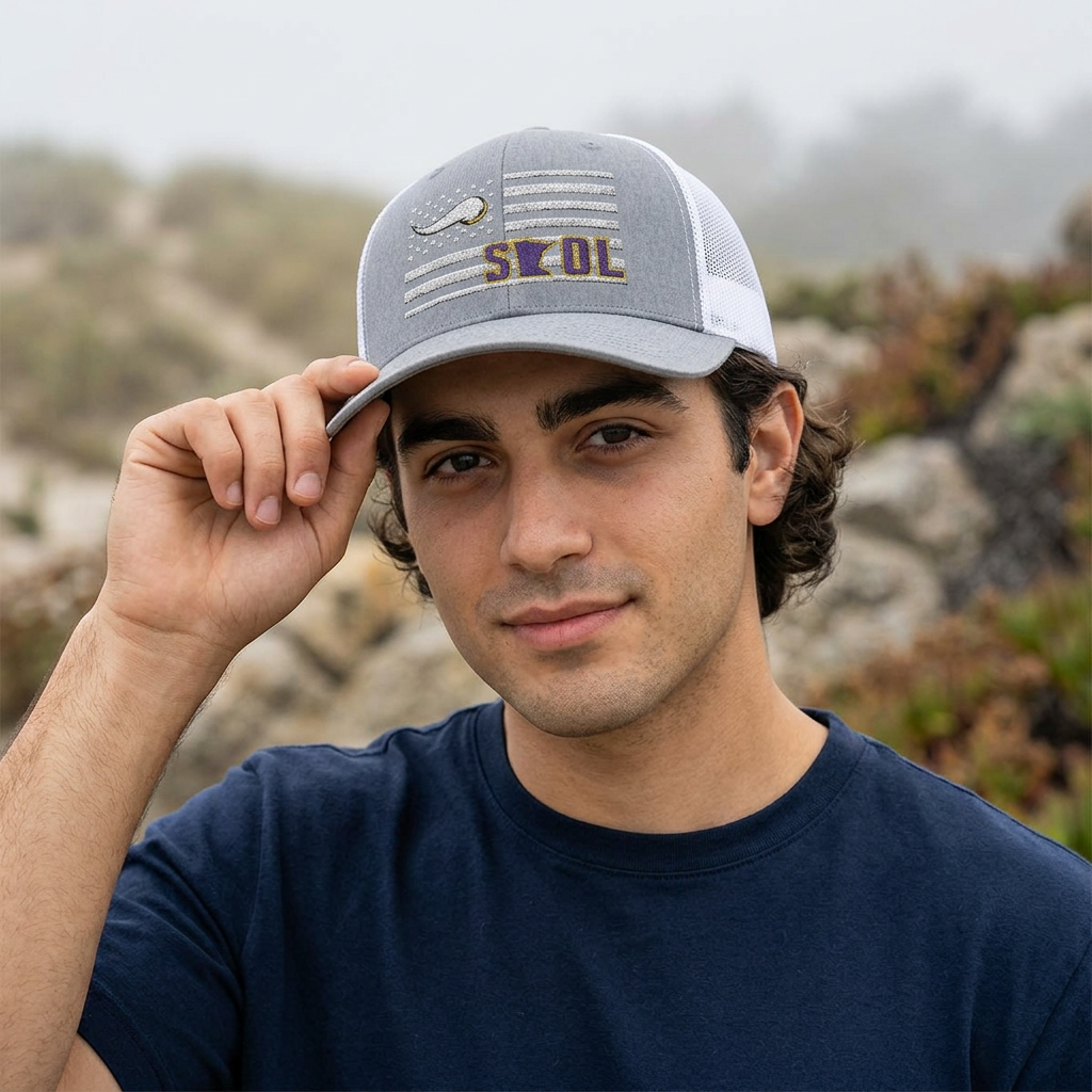 Patriotic SKOL Horn Embroidered Trucker Hat