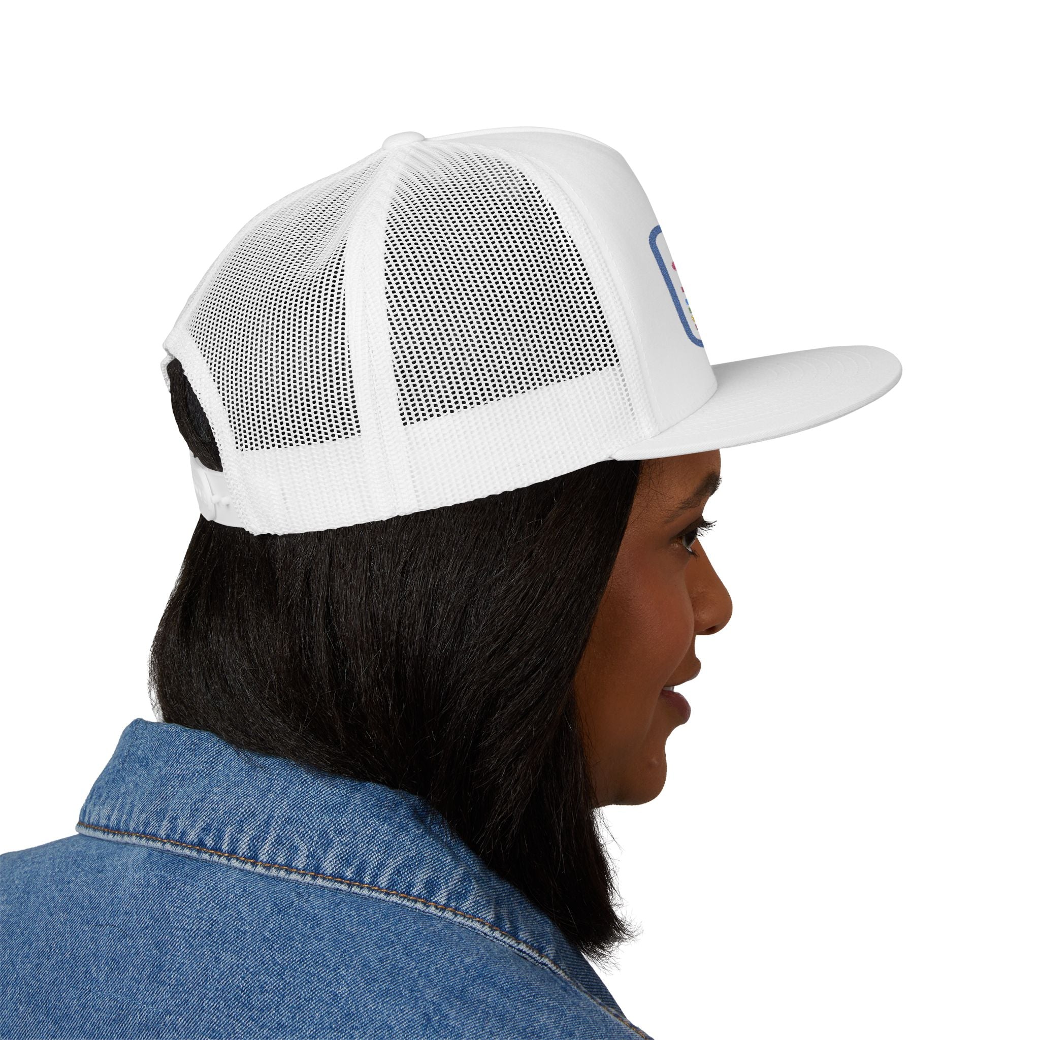 Lake Jefferson Vintage 5 Panel Trucker Cap (pink font)