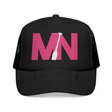 Trendy Foam Trucker Hat with Stand Up Paddle Board Embroidery