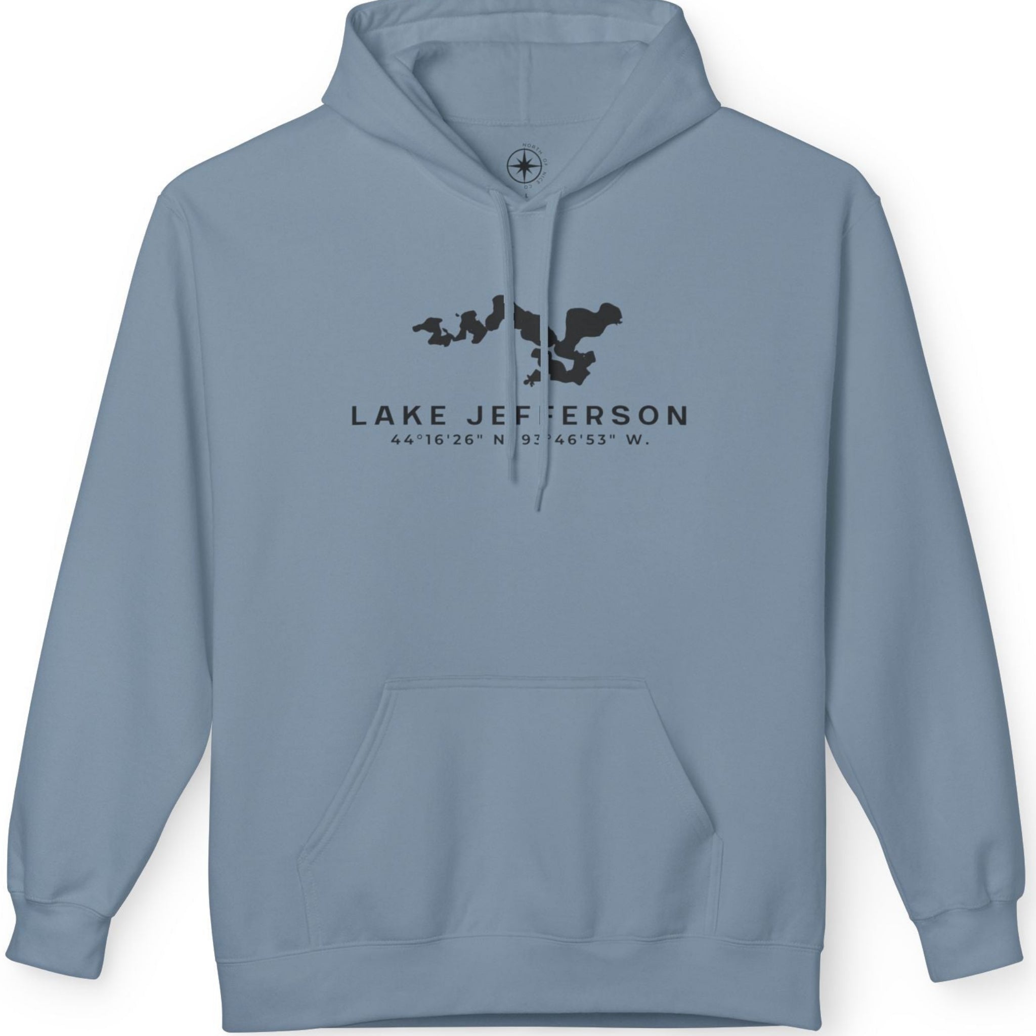 Lake Jefferson Map Hoodie Sweatshirt — Lake Outline Pullover