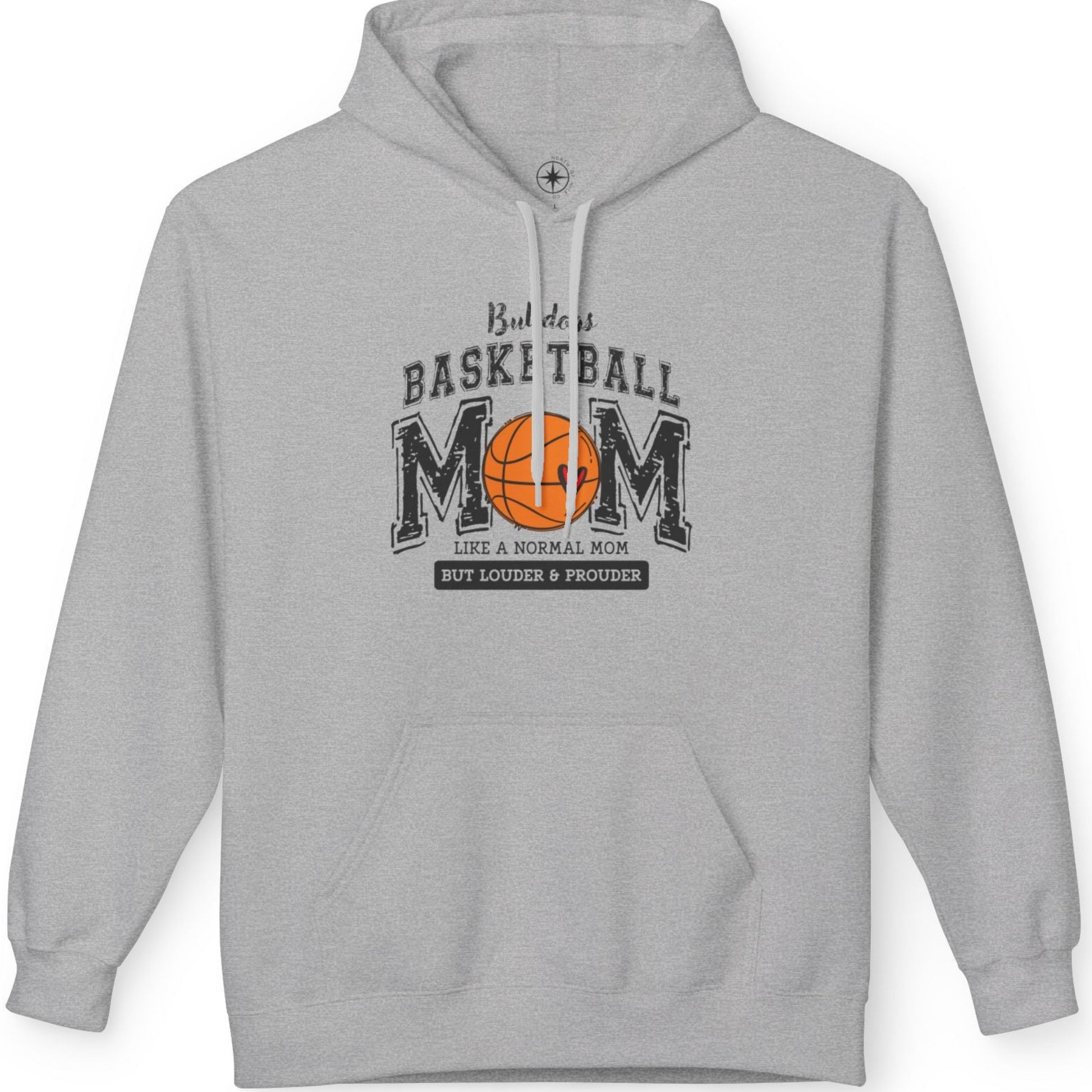 Gray hoodie with basketball mom graphic 