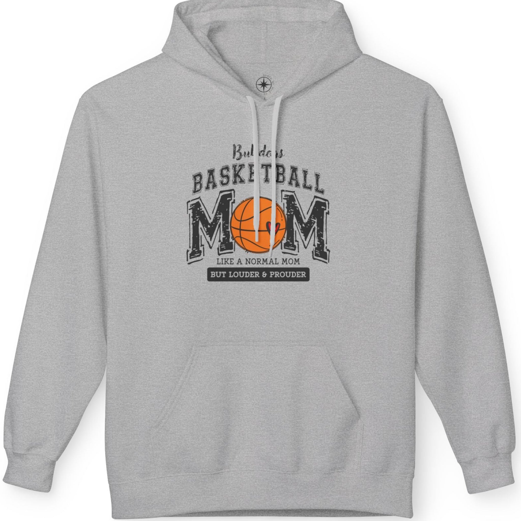 Gray hoodie with basketball mom graphic 
