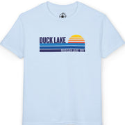 Light blue t-shirt with 'Duck Lake' graphic design on a white background