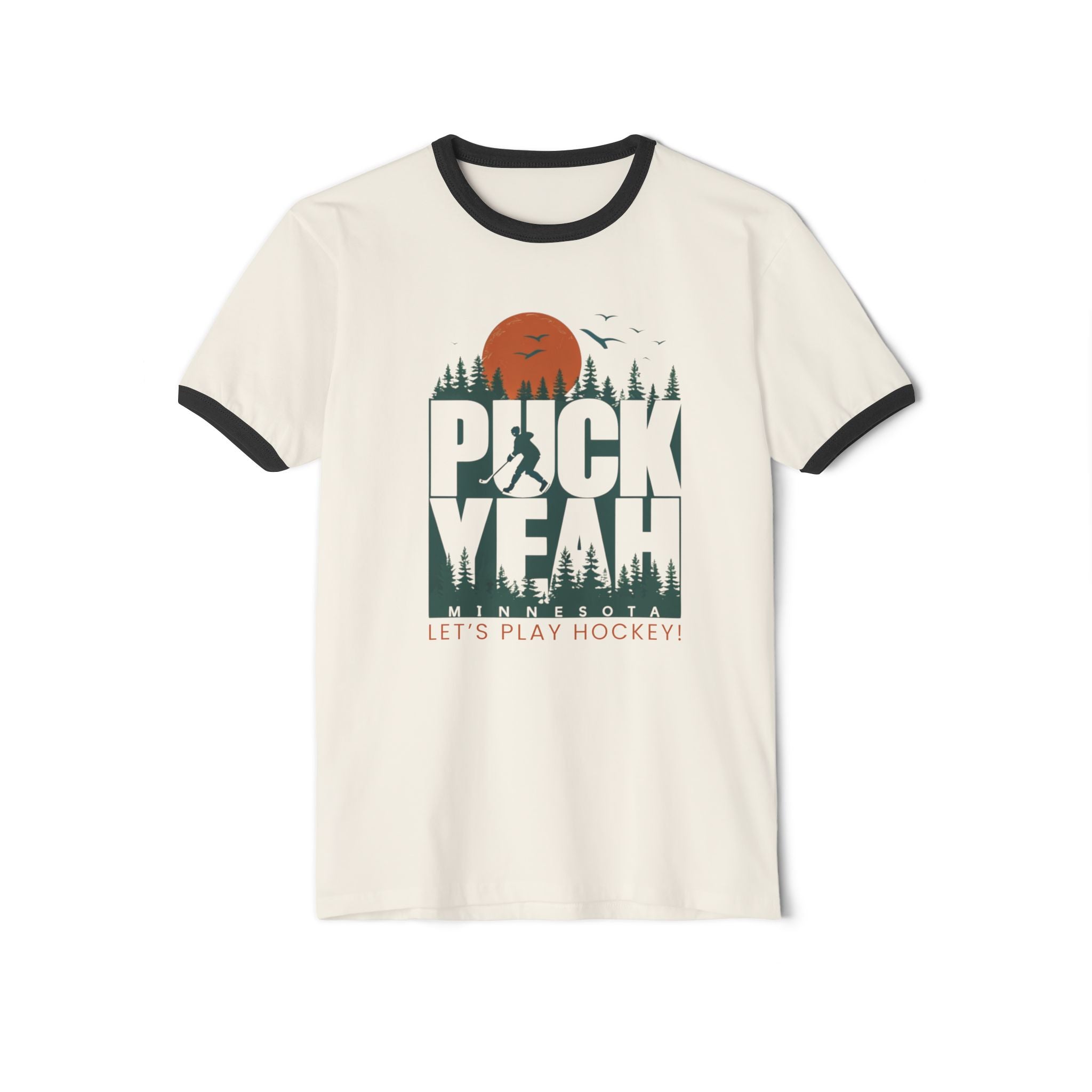 Puck Yeah! Let's Play Hockey Ringer T-Shirt