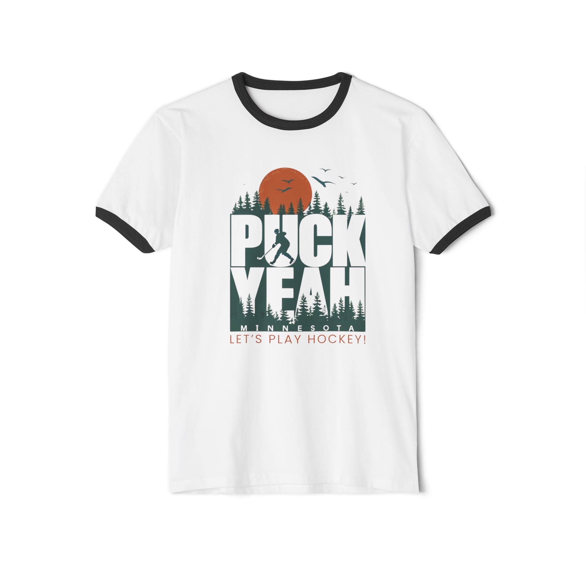 Puck Yeah! Let's Play Hockey Ringer T-Shirt