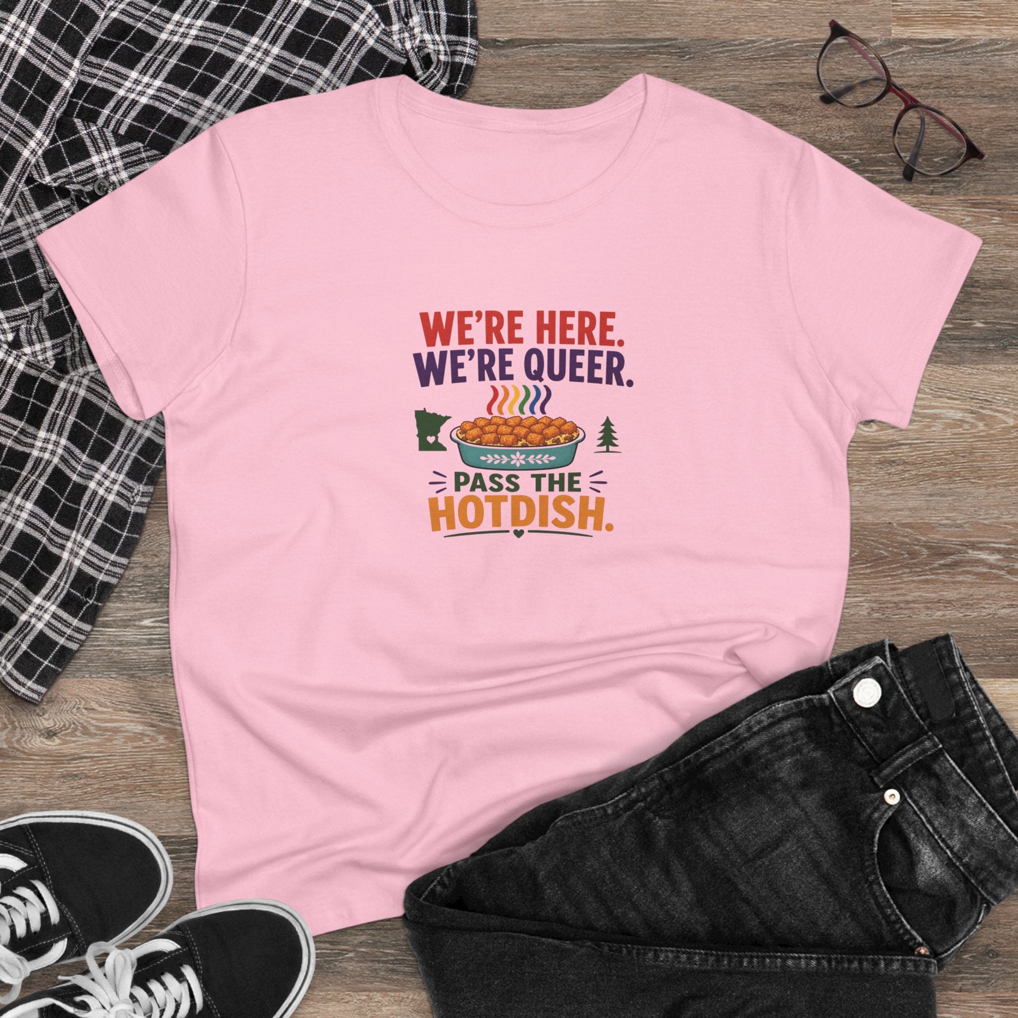 We're Here. We're Queer. Women's Cotton T-Shirt