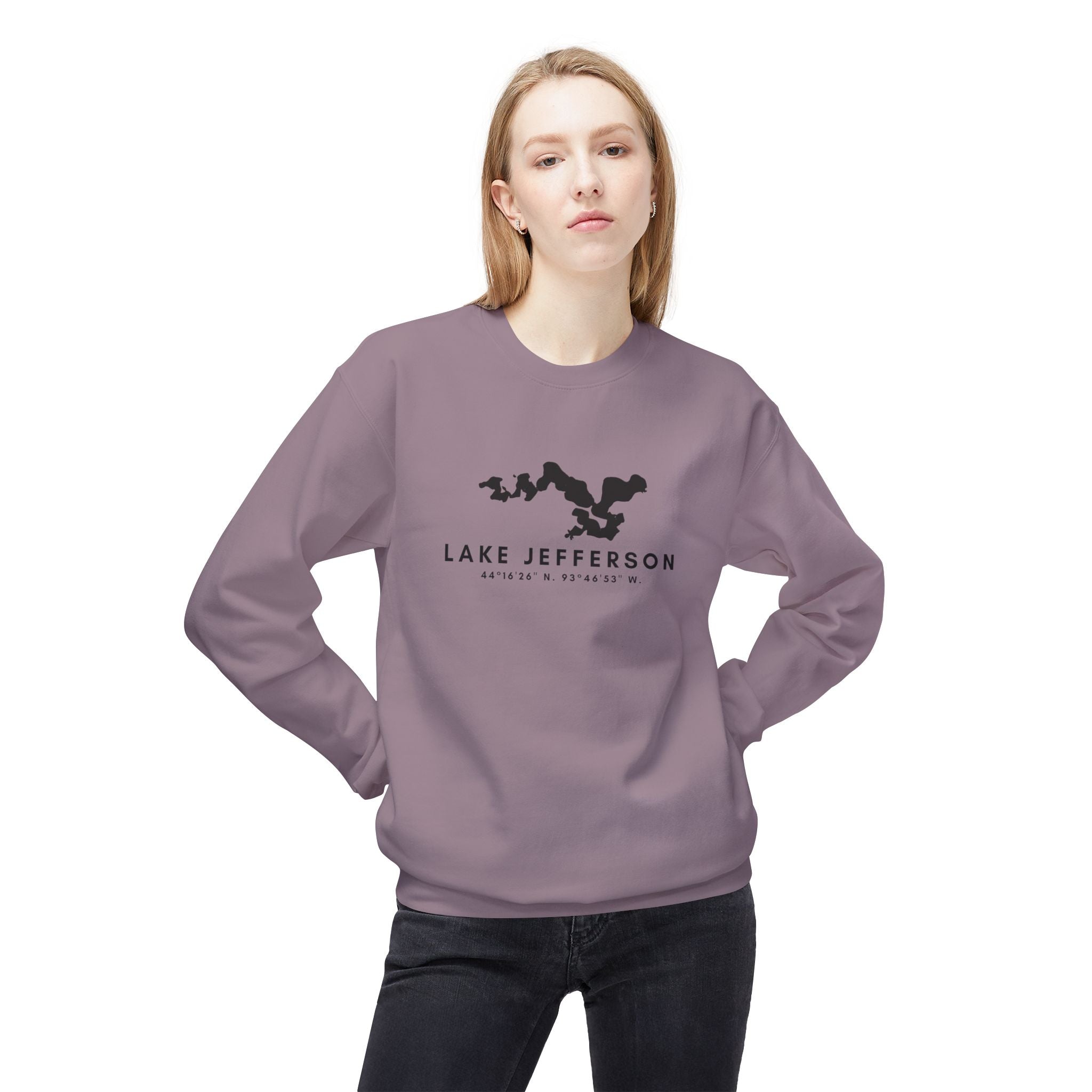 Lake Jefferson Map Crewneck Sweatshirt — Lake Outline Pullover