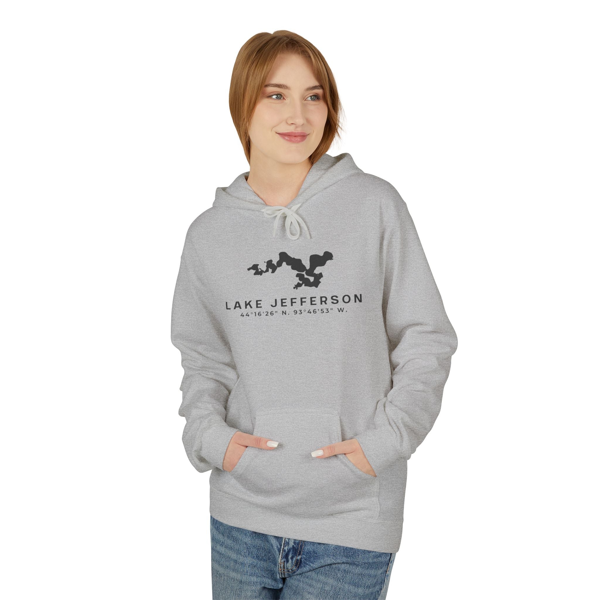 Lake Jefferson Map Hoodie Sweatshirt — Lake Outline Pullover