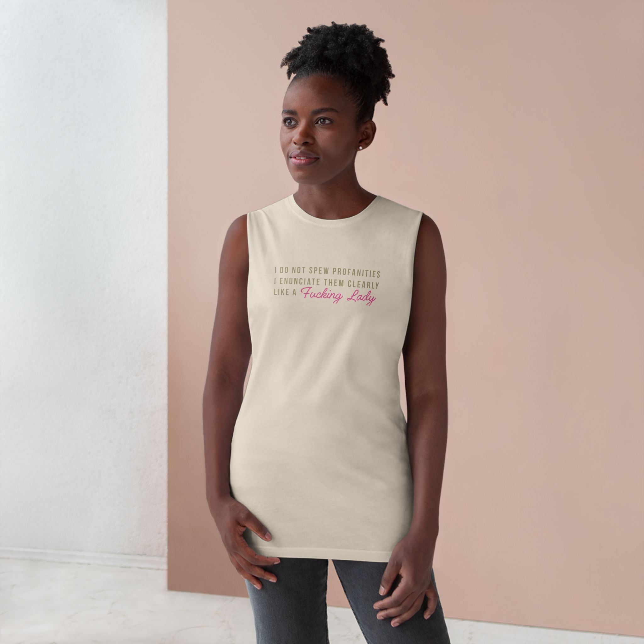 Tank Top — "I Do Not Speak Prepositions, I Enunciate Them Clearly Like a F*cking Lady" (Funny Feminine Text)