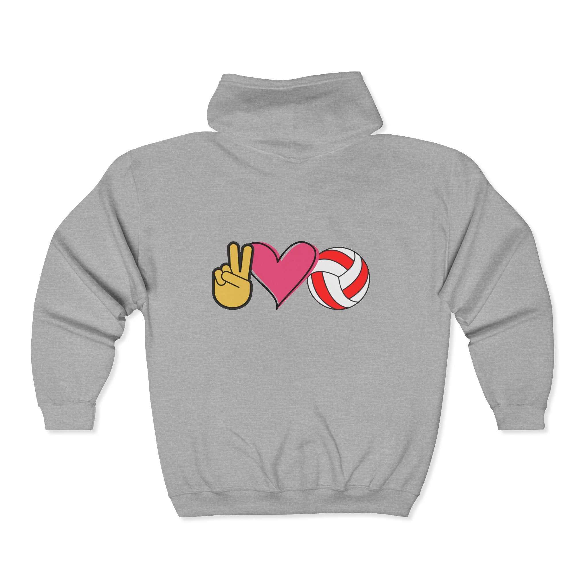 Full Zip Hoodie - Peace, Love and Volleyball
