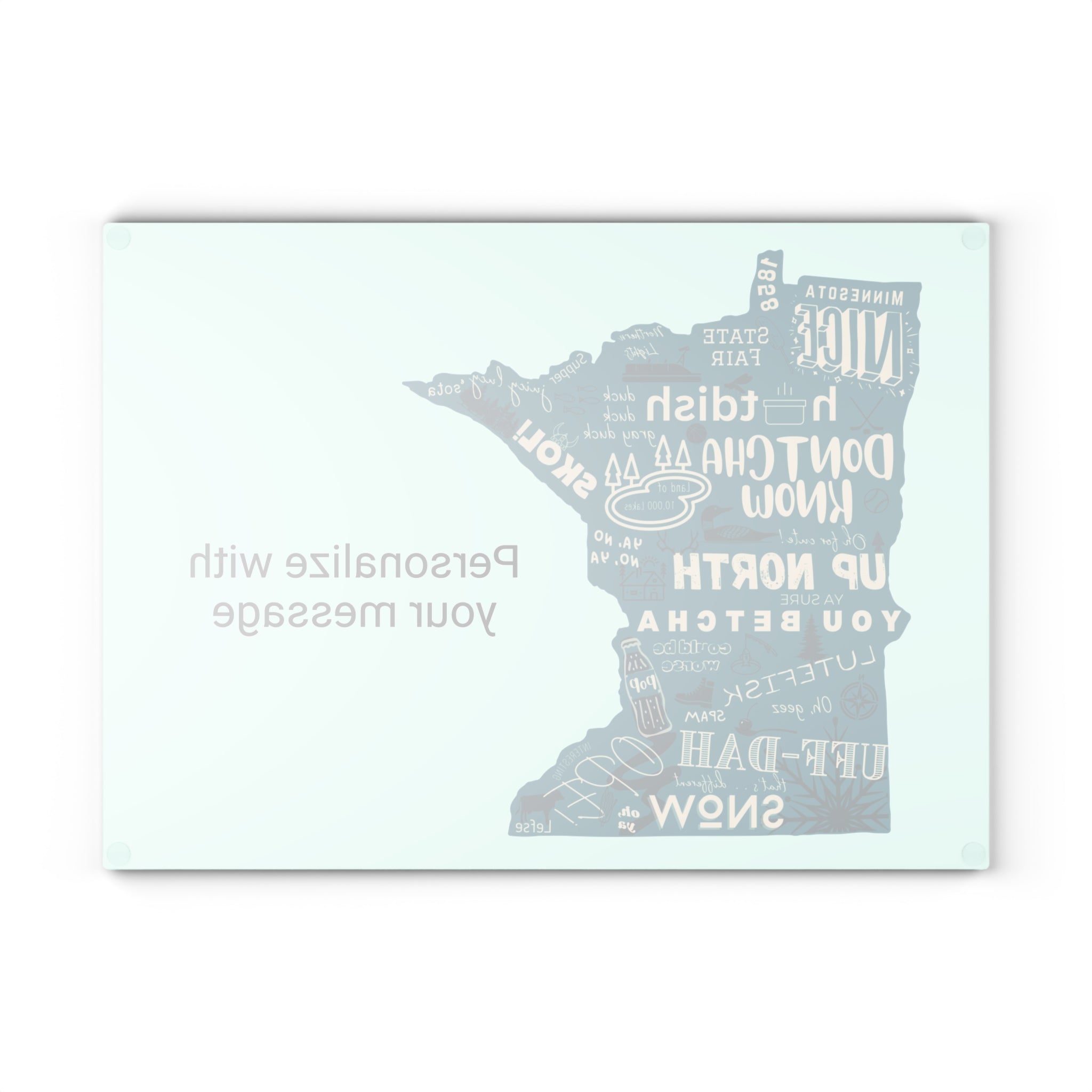 Personalized Minnesota Glass Cutting Board