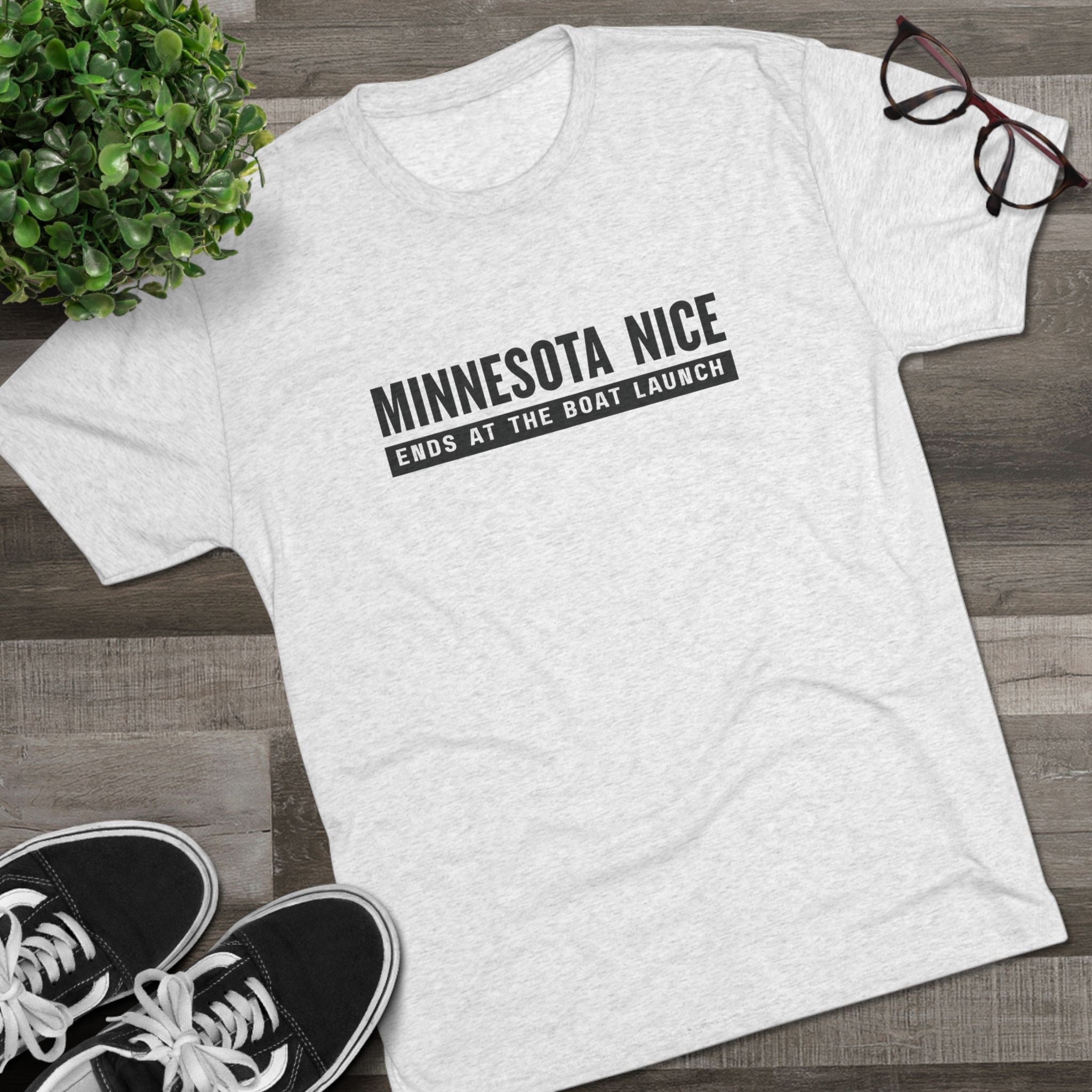 Minnesota Nice Boat Launch T‑Shirt — 'Minnesota Nice Ends at the Boat Launch' Crew Tee