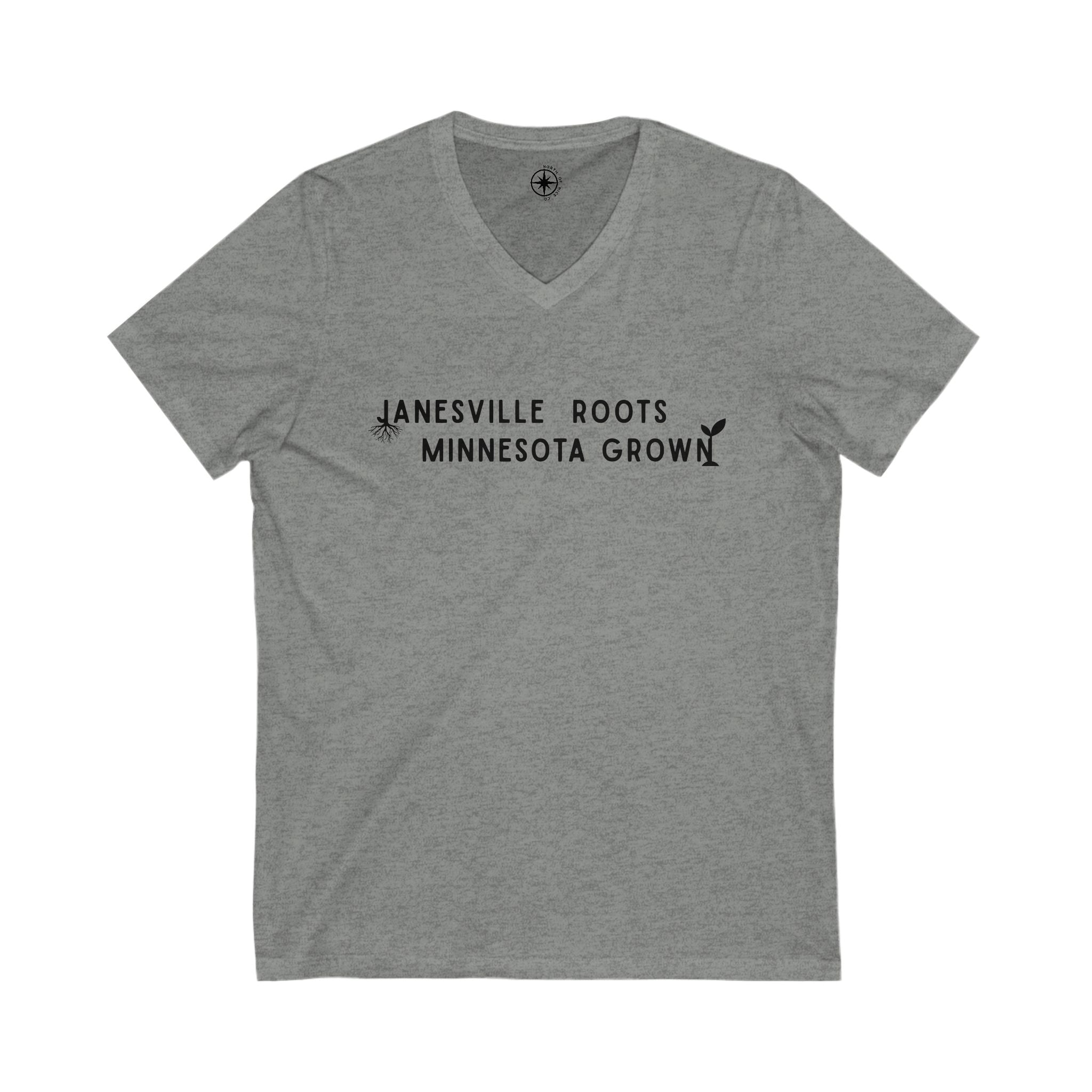 Janesville Roots V-Neck Tee | Minnesota Grown Shirt for Proud Locals