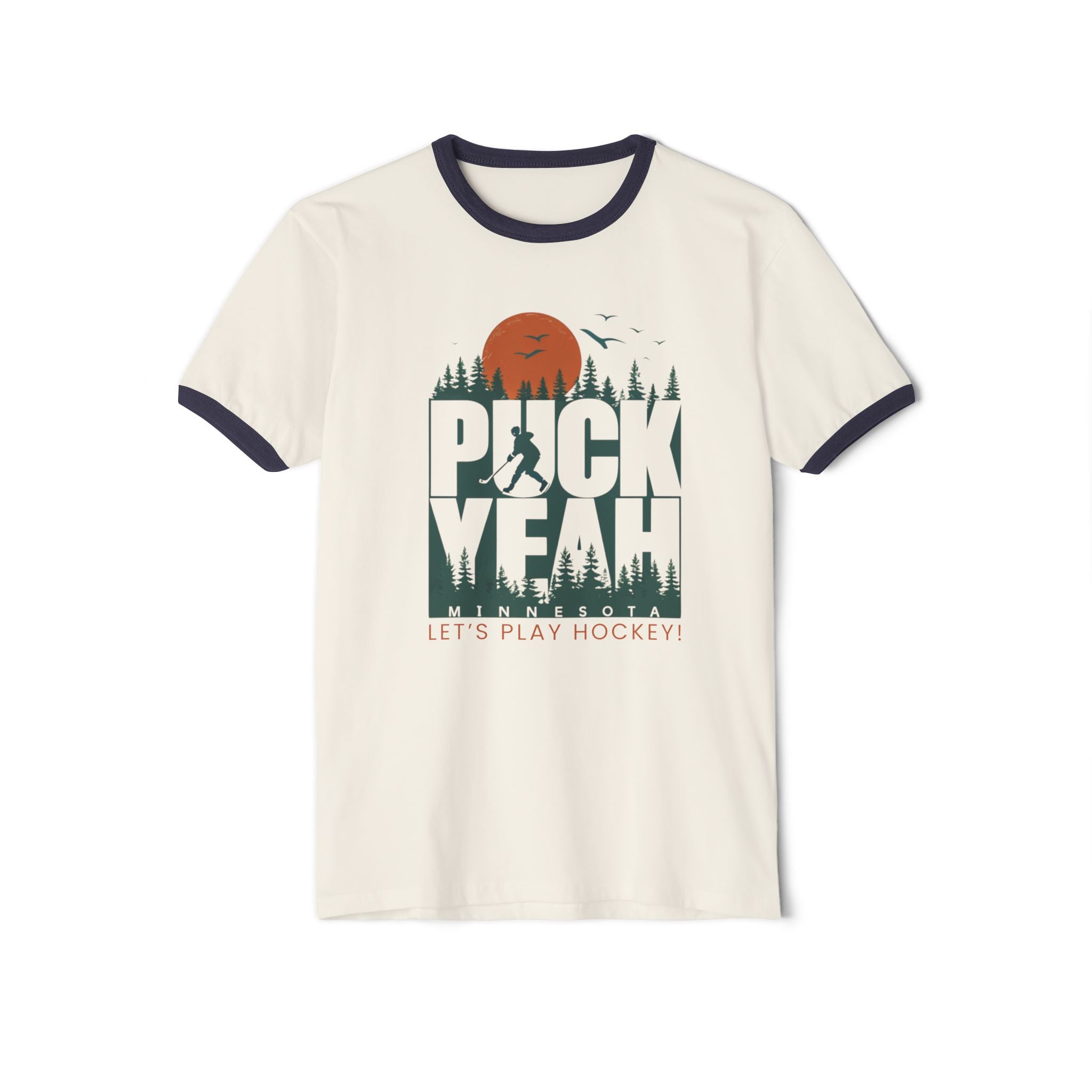 Puck Yeah! Let's Play Hockey Ringer T-Shirt