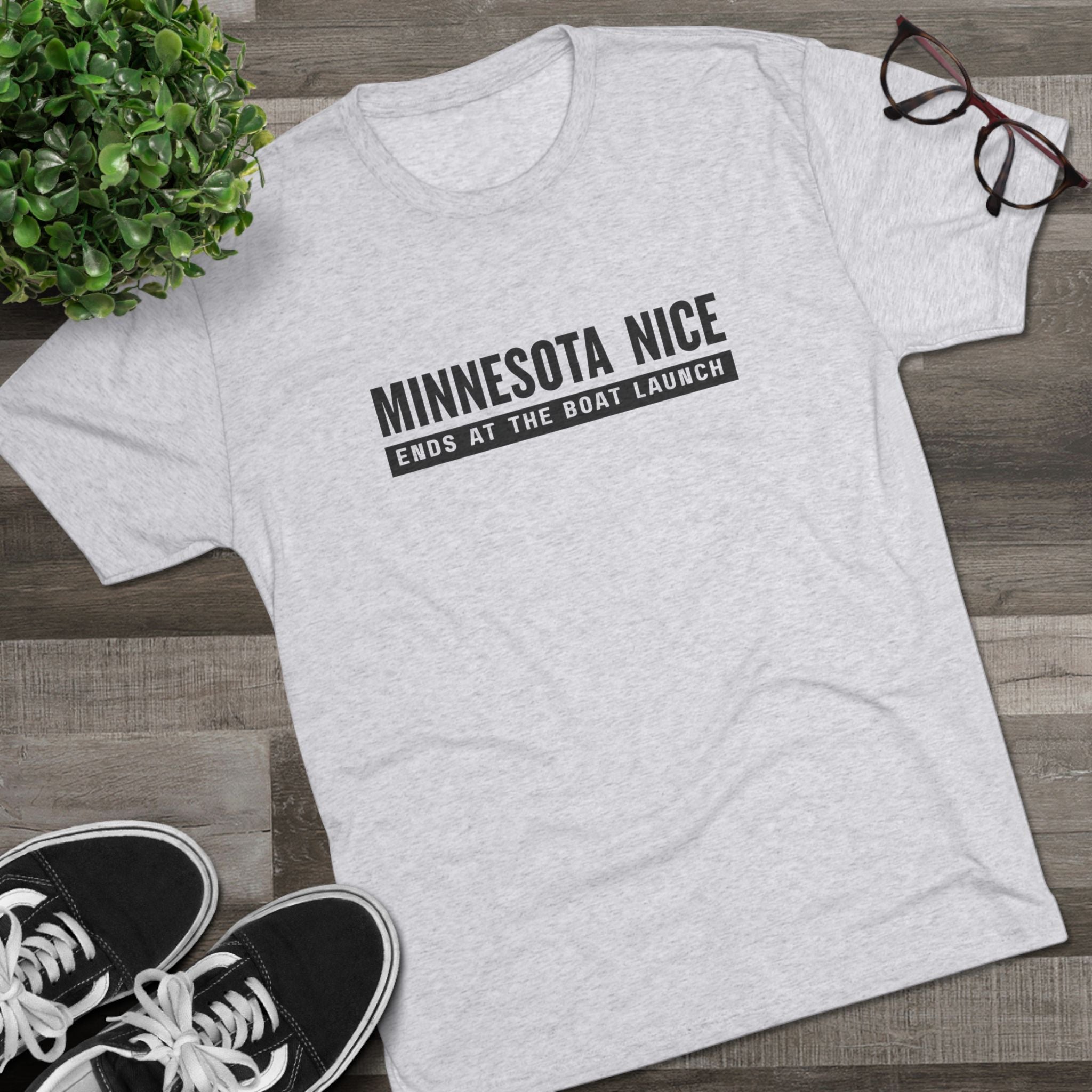Minnesota Nice Boat Launch T‑Shirt — 'Minnesota Nice Ends at the Boat Launch' Crew Tee