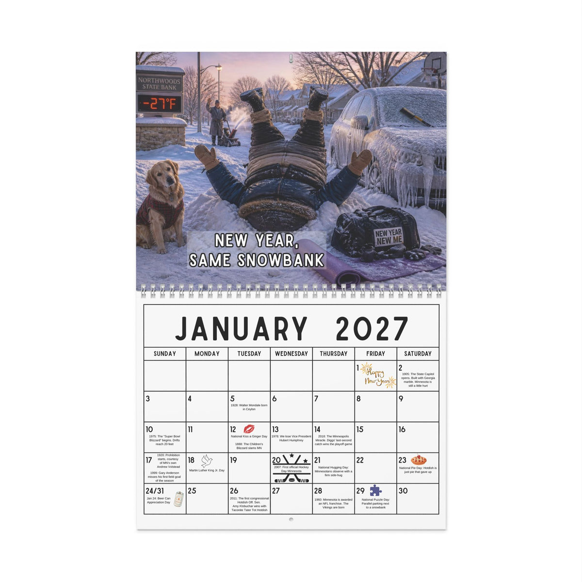 Uff-Da 2027 Minnesota Wall Calendar — Humorous Scenes & Local Sayings