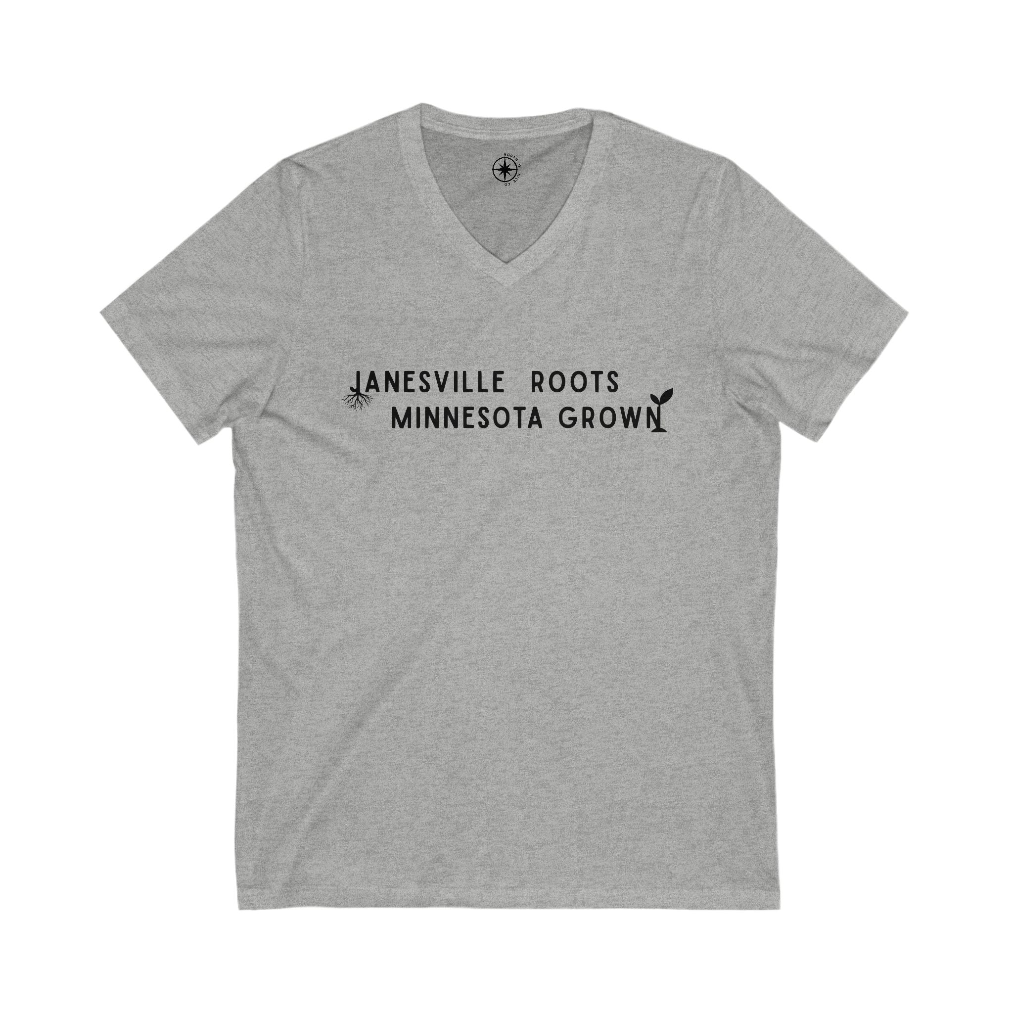 Janesville Roots V-Neck Tee | Minnesota Grown Shirt for Proud Locals