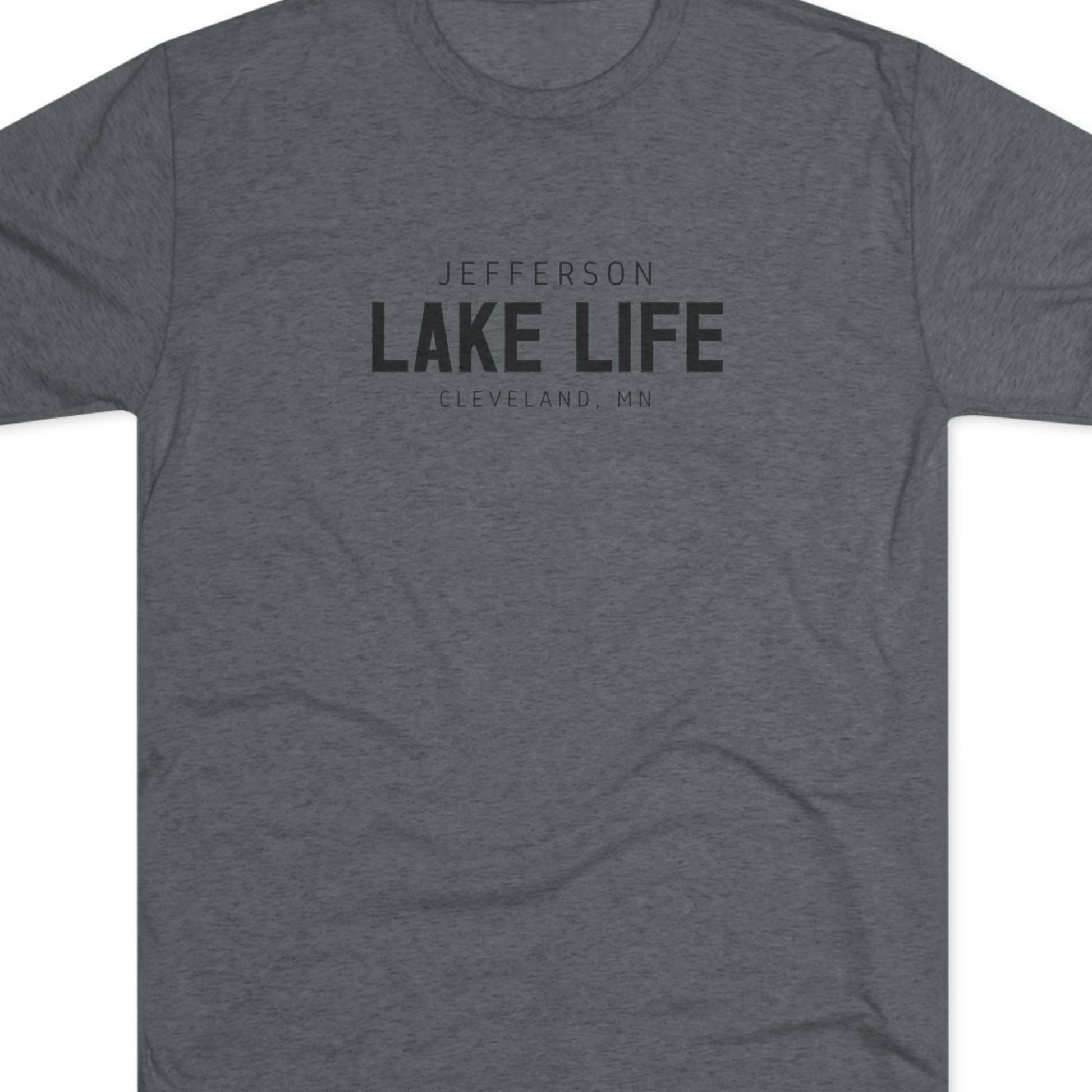 Gray t-shirt with 'Jefferson Lake Life' text 