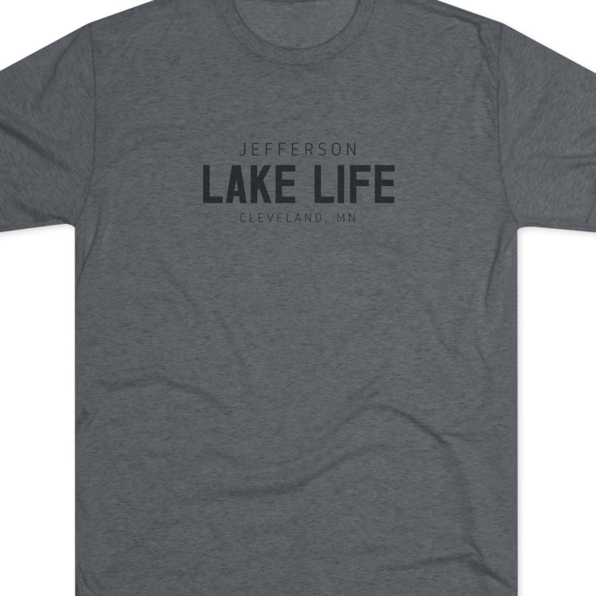 Gray t-shirt with 'Jefferson Lake Life' text 
