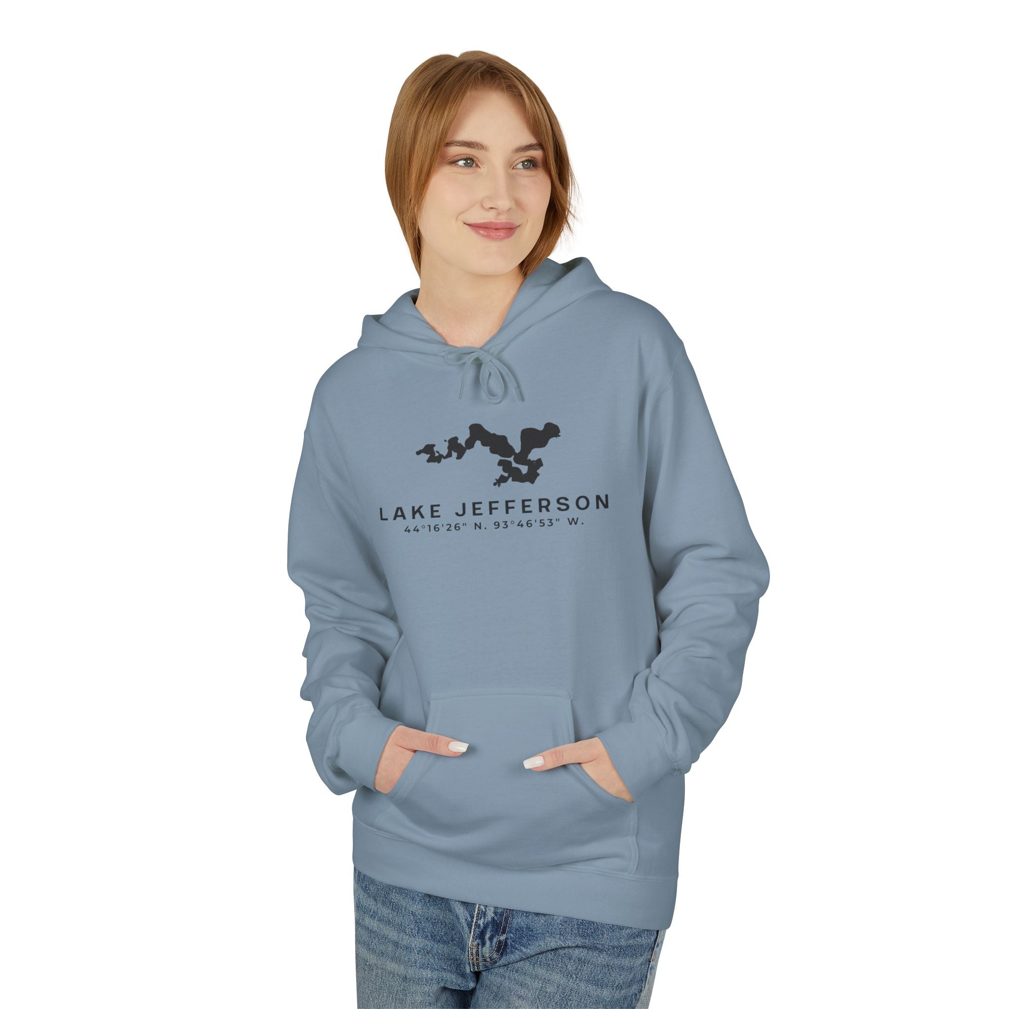 Lake Jefferson Map Hoodie Sweatshirt — Lake Outline Pullover
