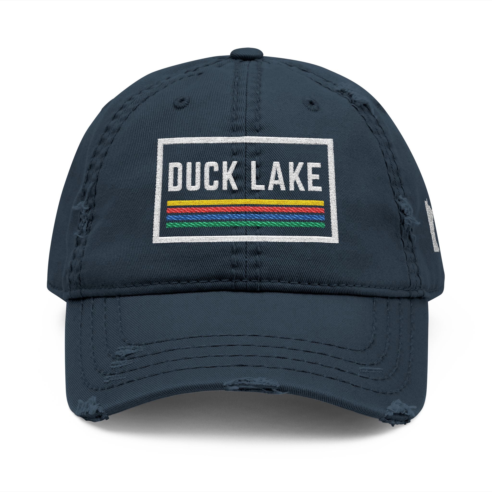 Duck Lake Embroidered Distressed Dad Hat