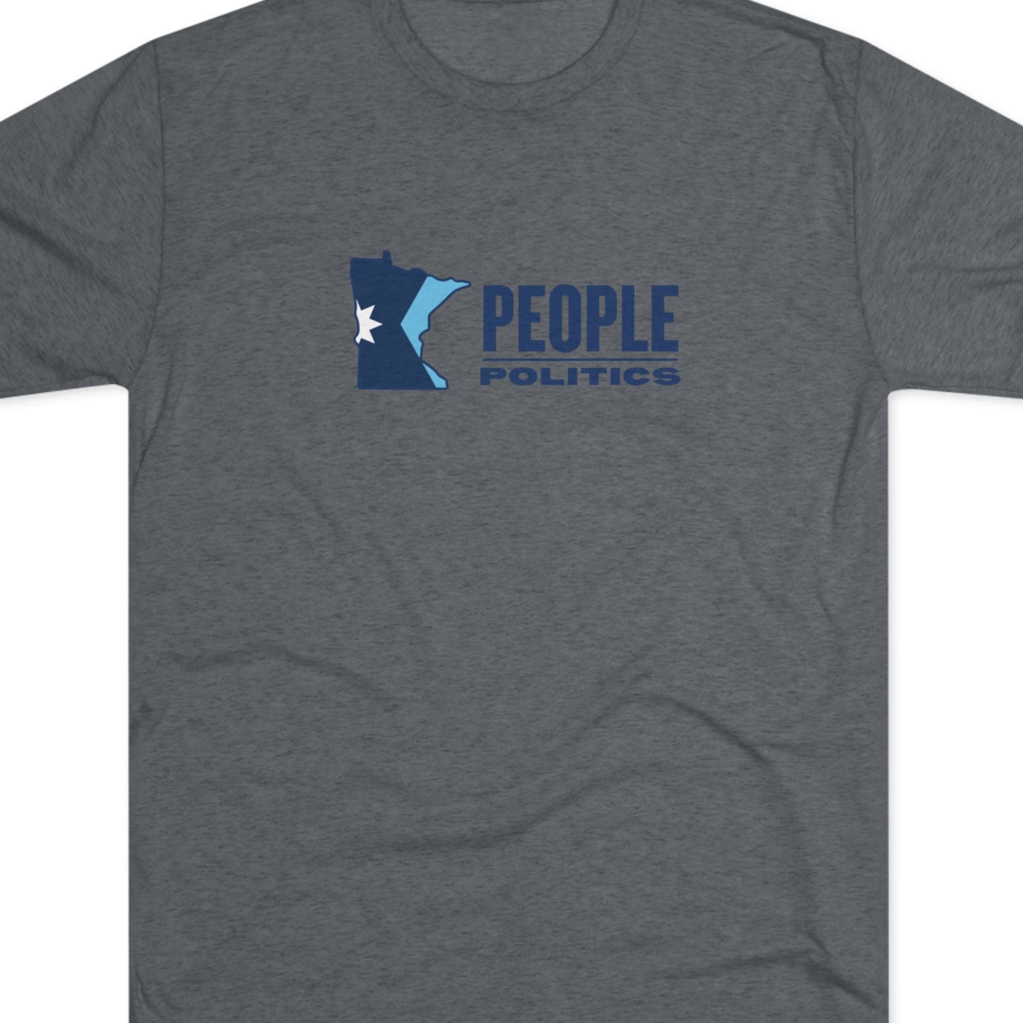 Gray t-shirt with 'People Politics' logo 